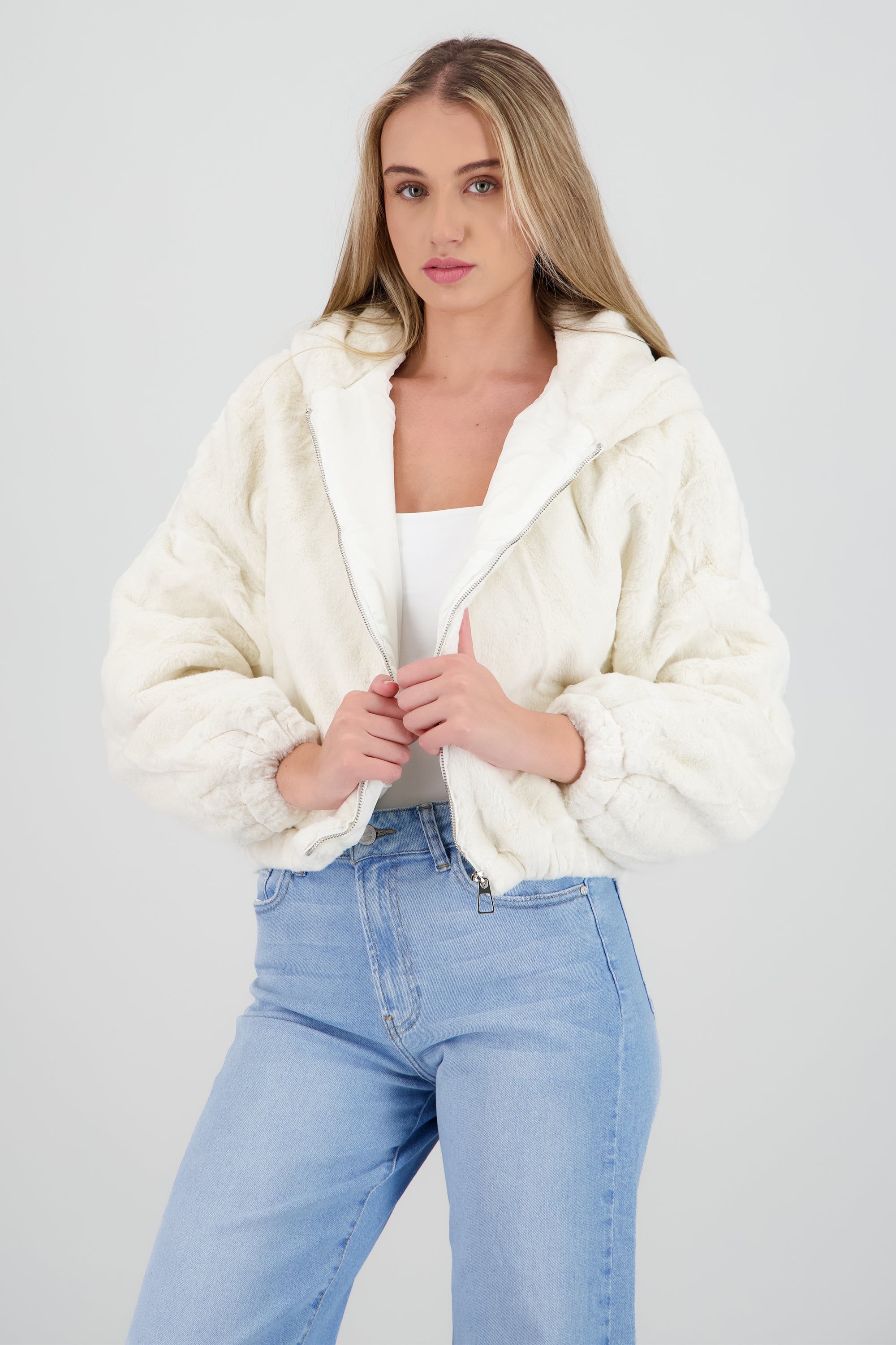 Bomber peluche con gorro HUESO