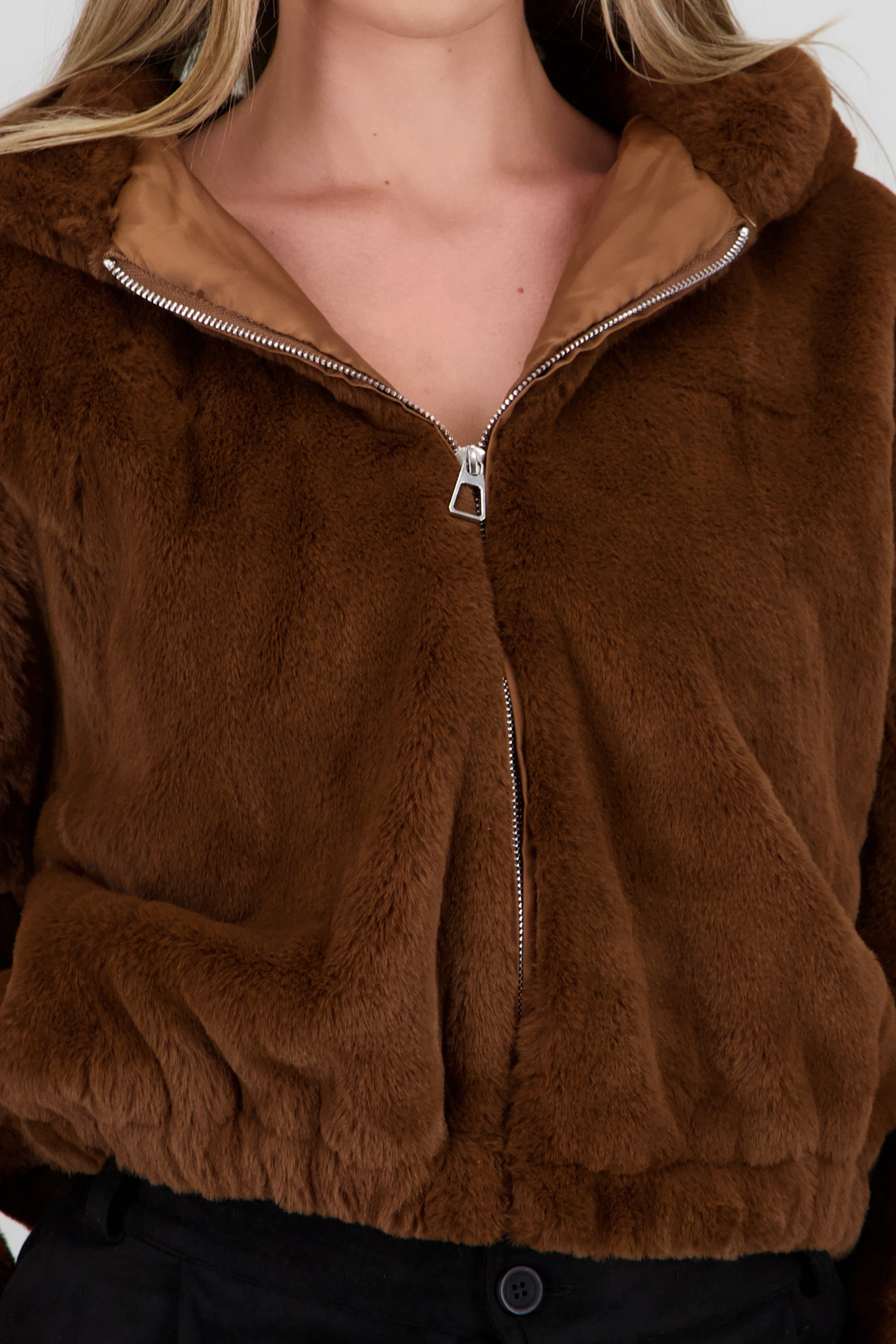 Bomber peluche con gorro CHOCOLATE