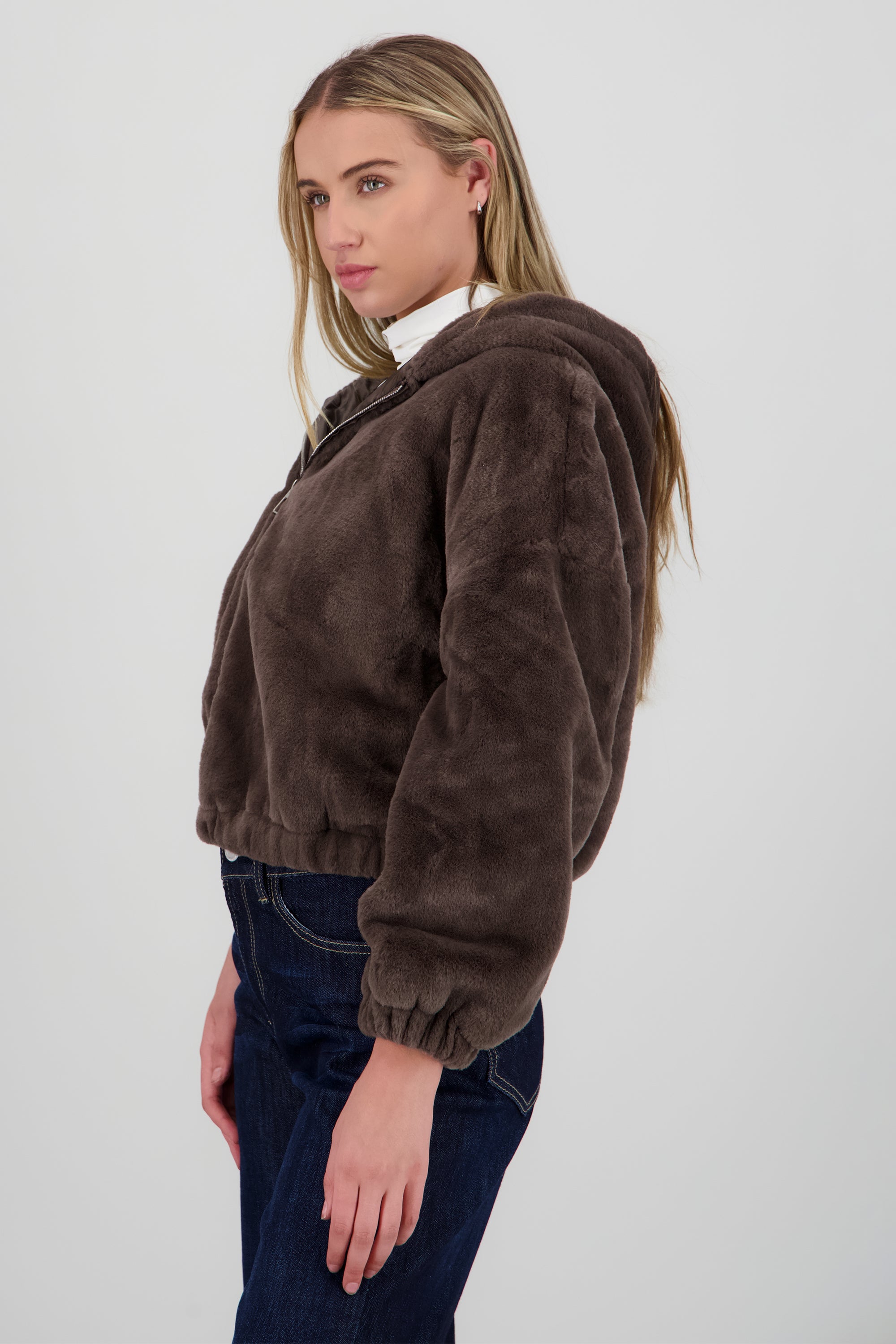 Bomber peluche con gorro GRIS