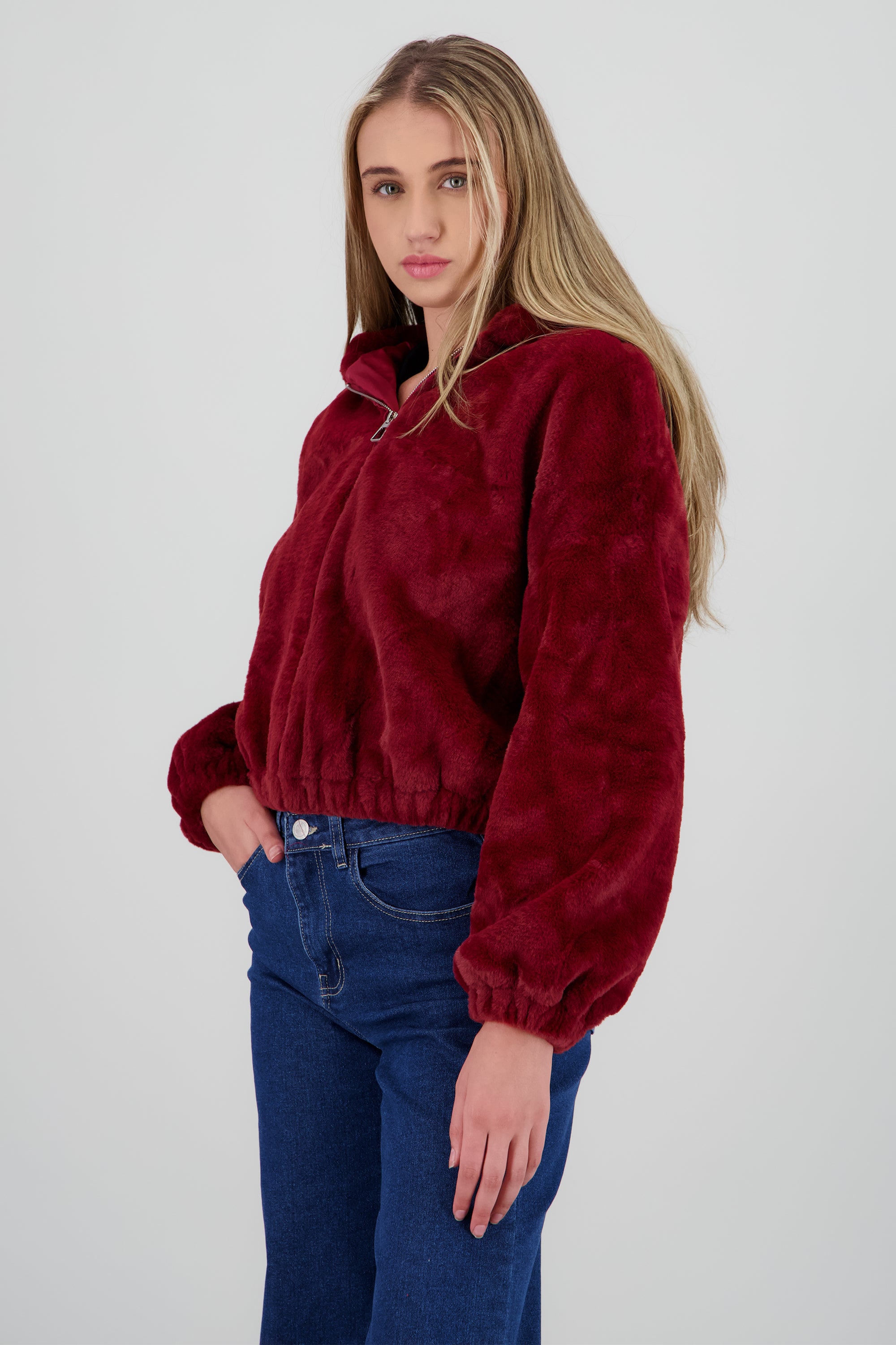 Bomber peluche con gorro VINO