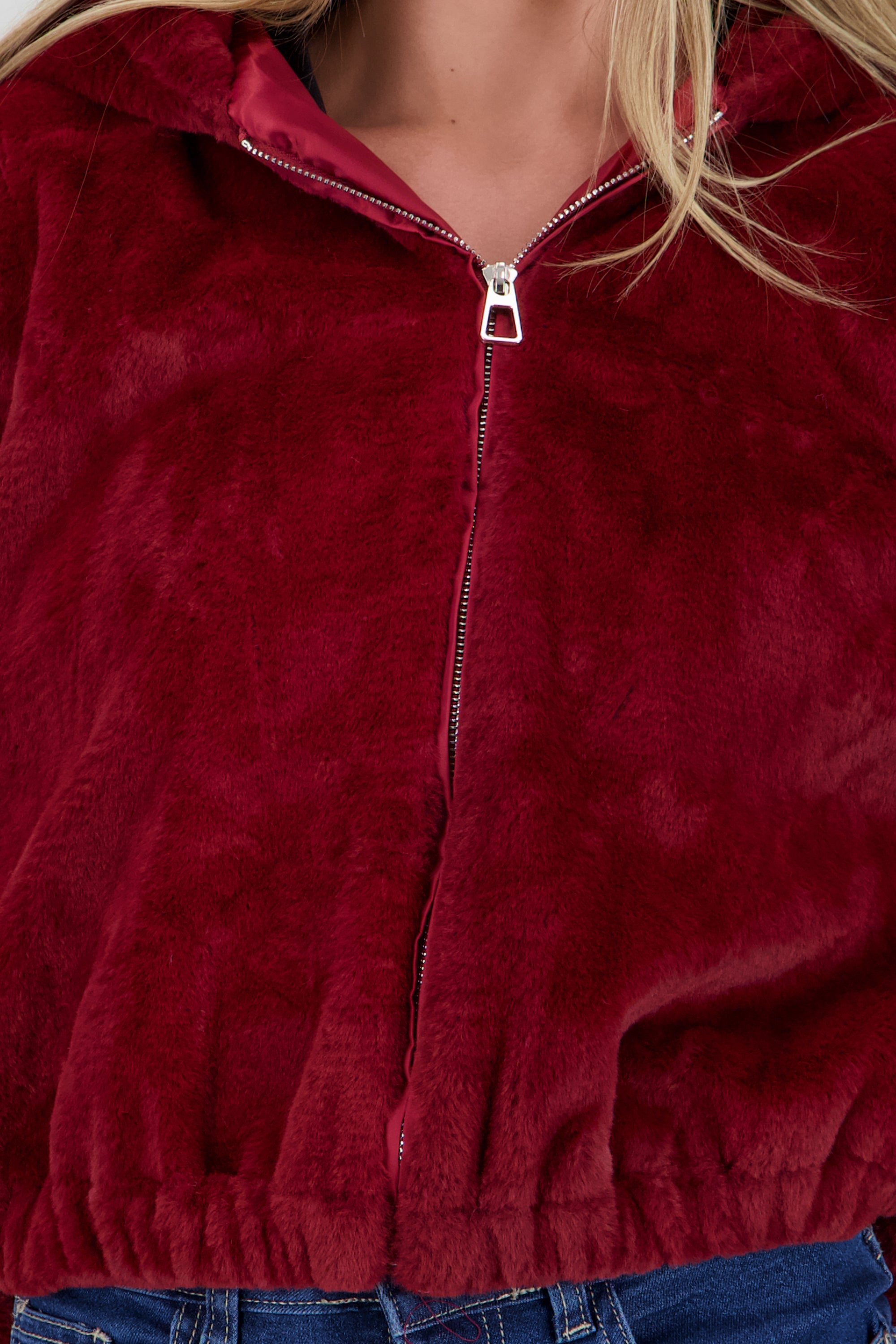 Bomber peluche con gorro VINO