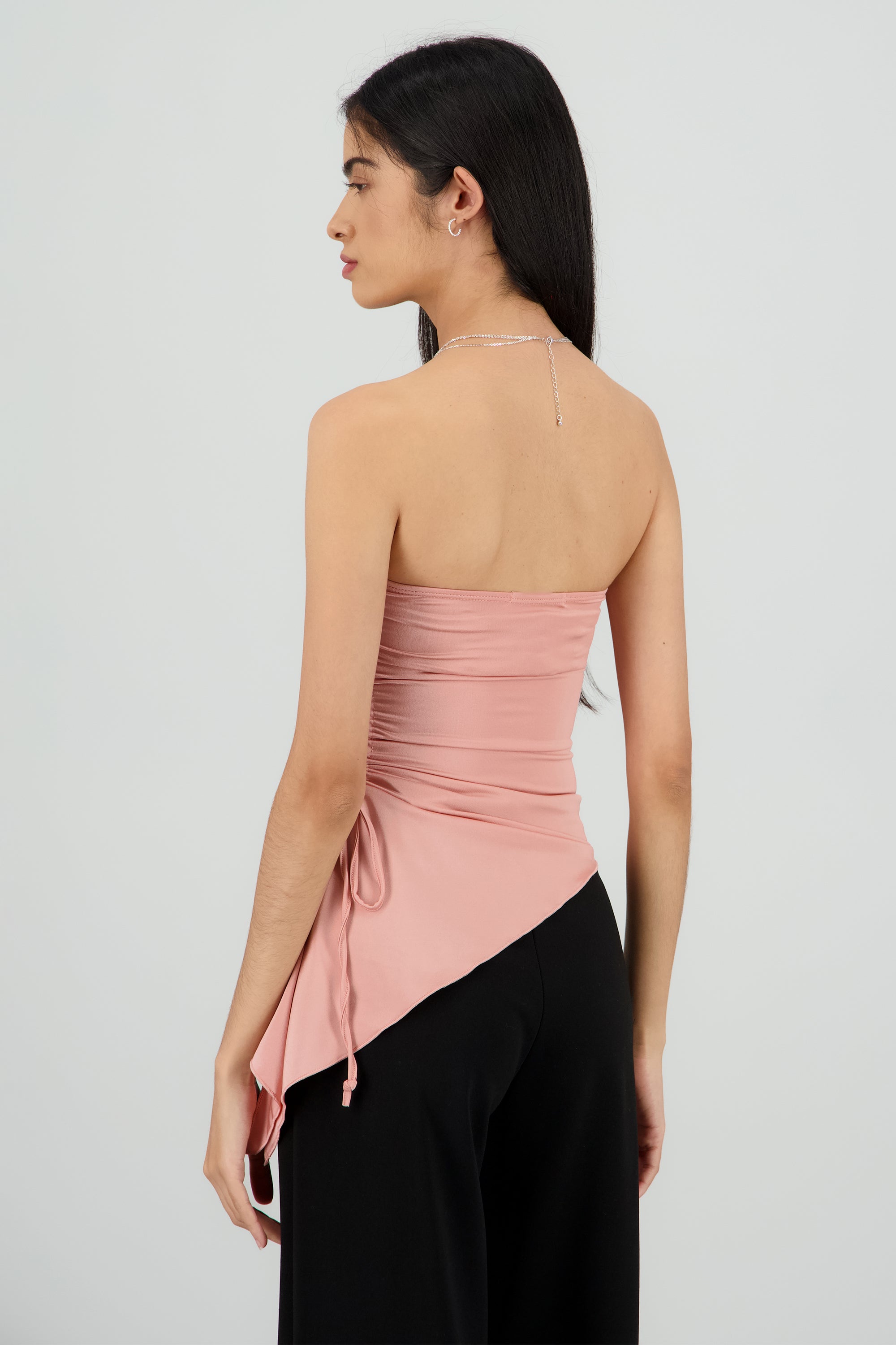Top asimetrico liso ROSA