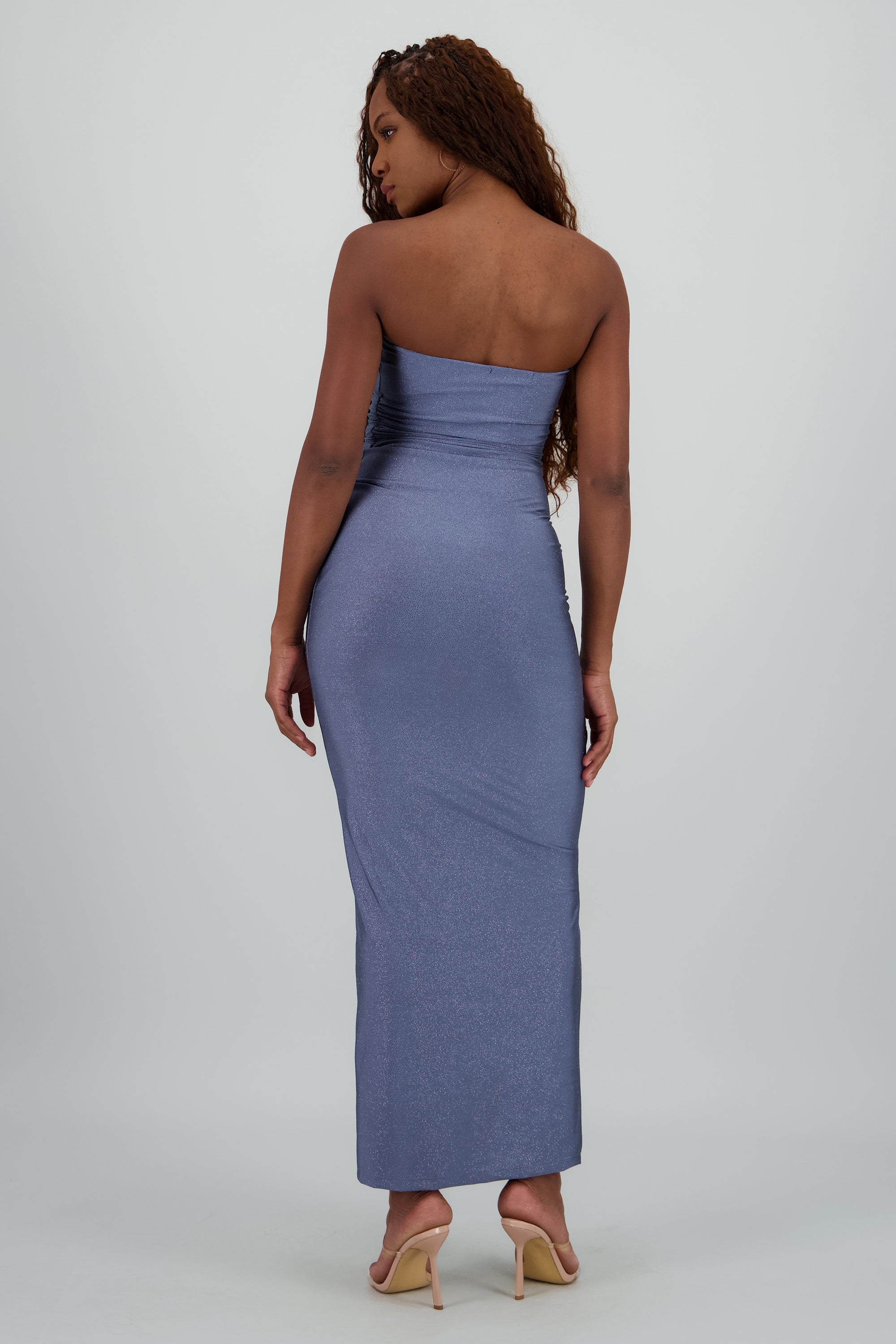 Vestido maxi plisado AZUL