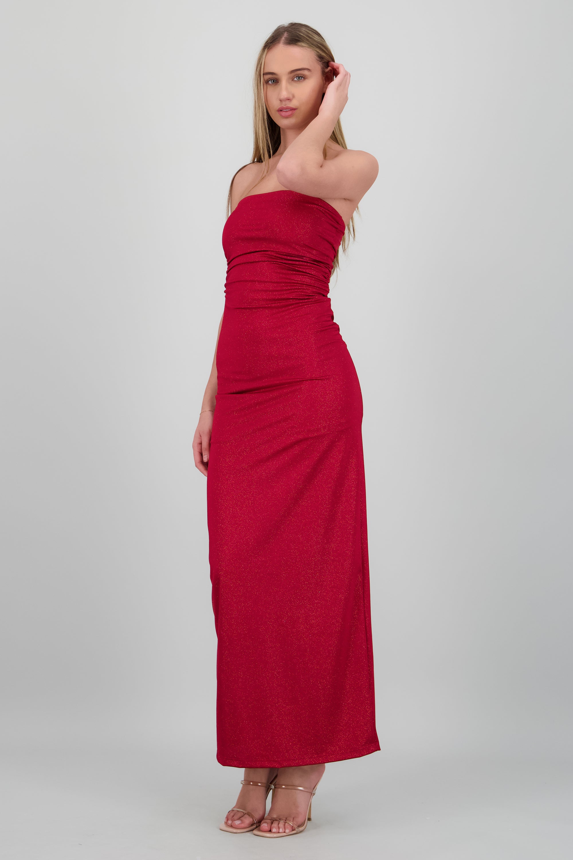 Vestido maxi plisado ROJO
