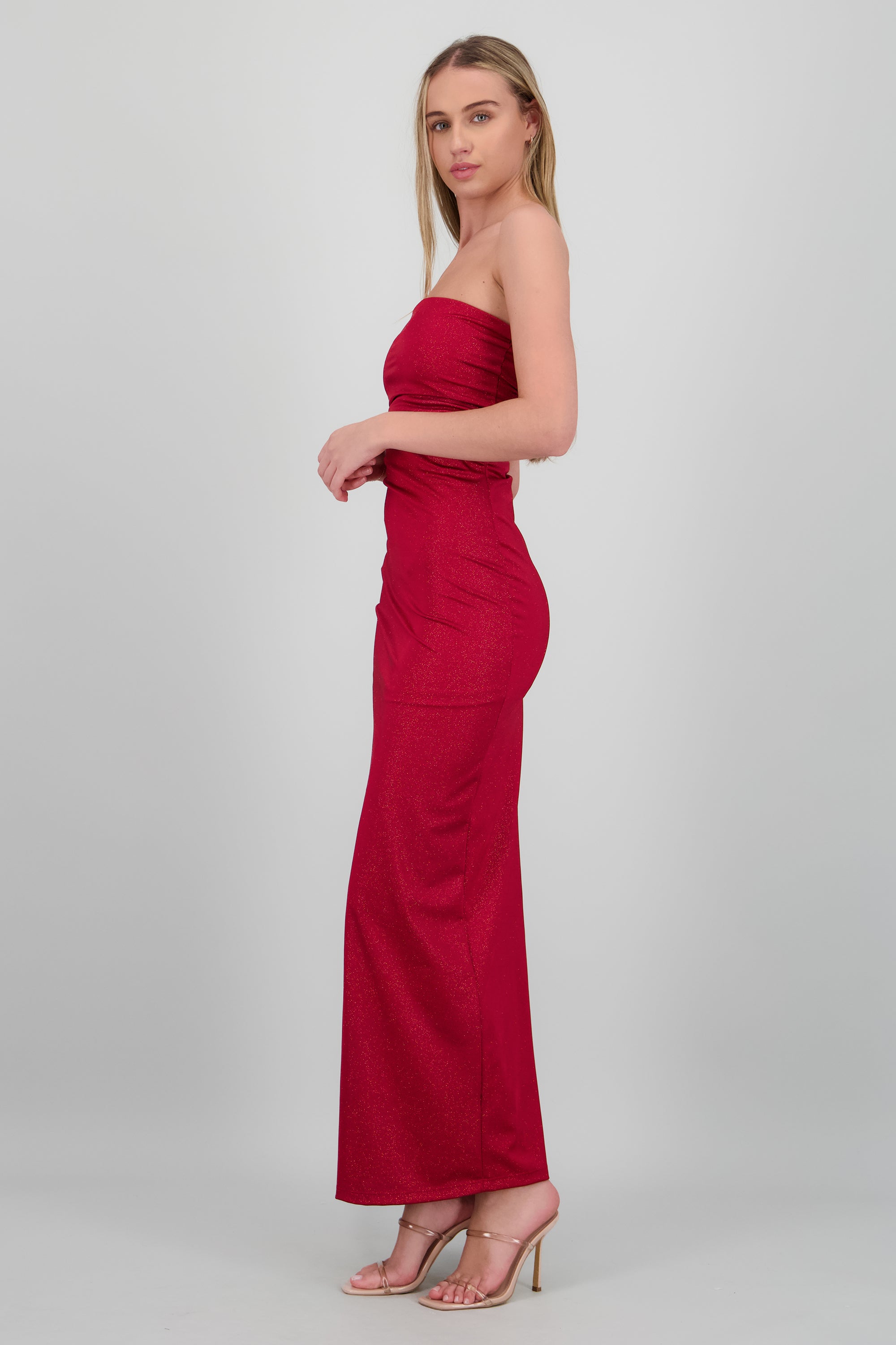 Vestido maxi plisado ROJO