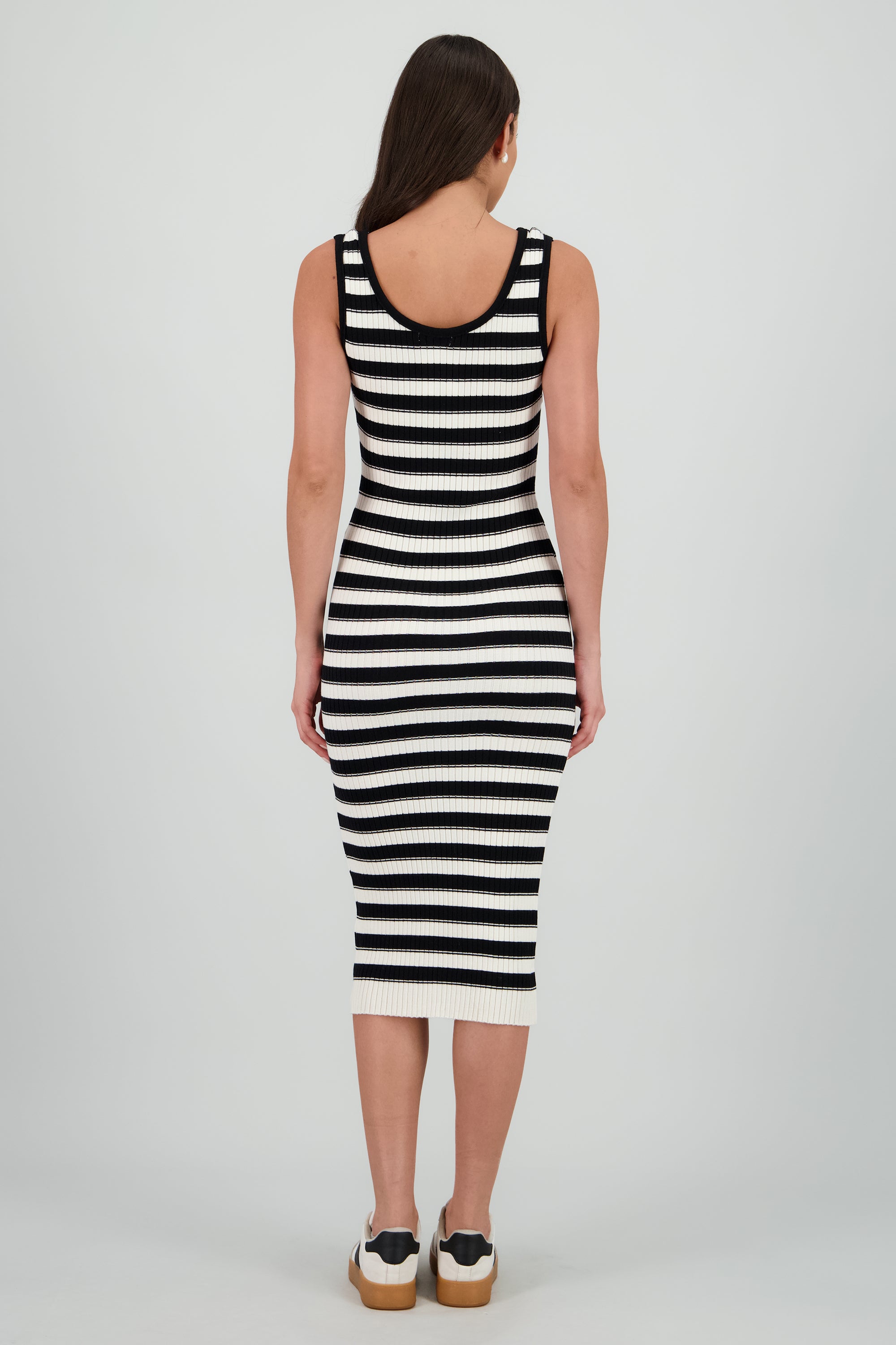 Vestido maxi rayas tirantes NEGRO COMBO
