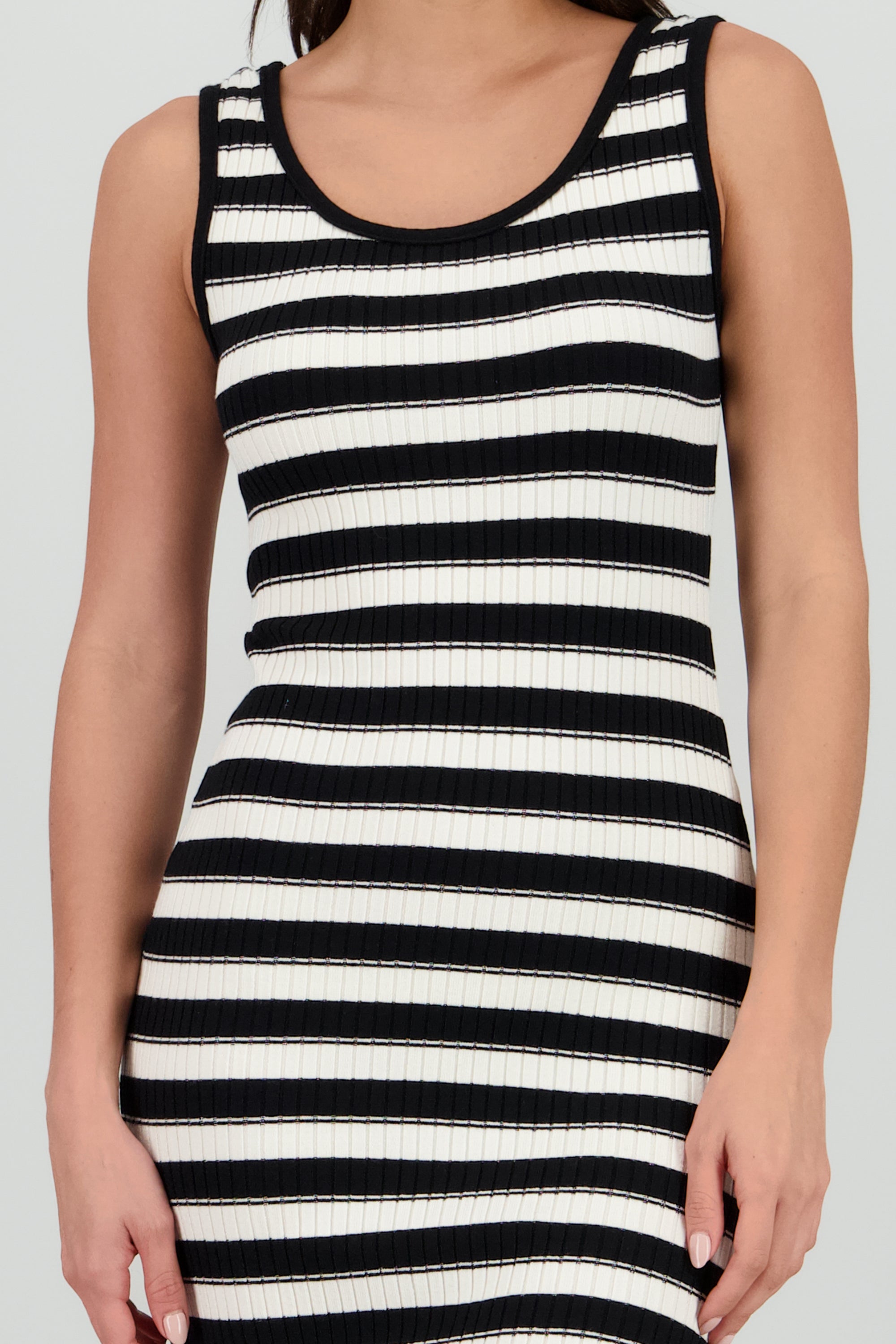 Vestido maxi rayas tirantes NEGRO COMBO