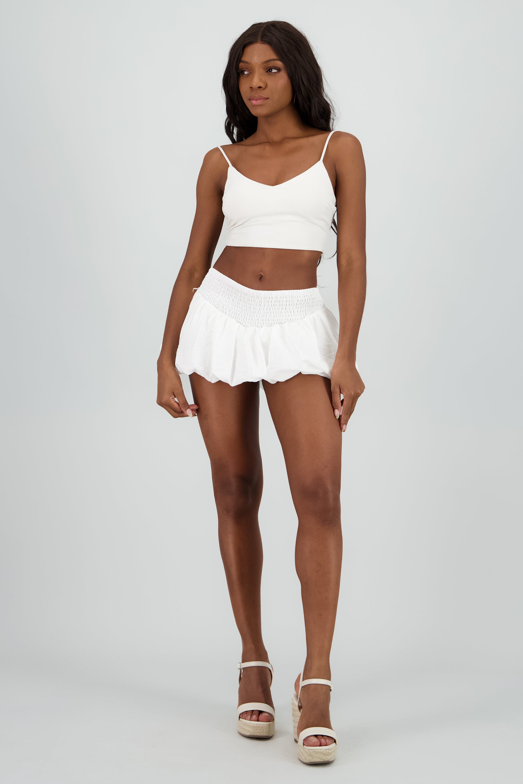 Falda globo detalle resorte BLANCO