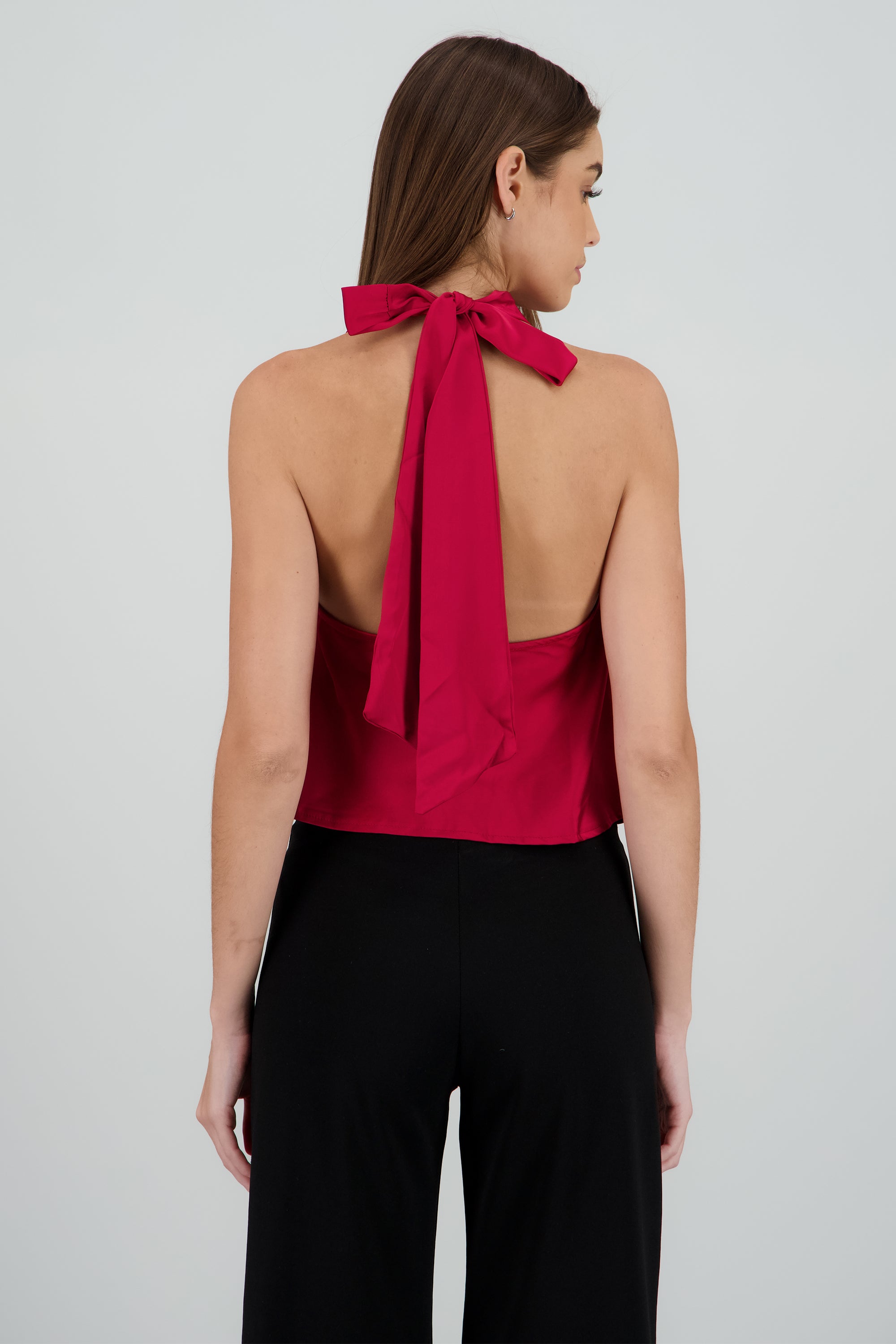 Top halter satinado ROJO