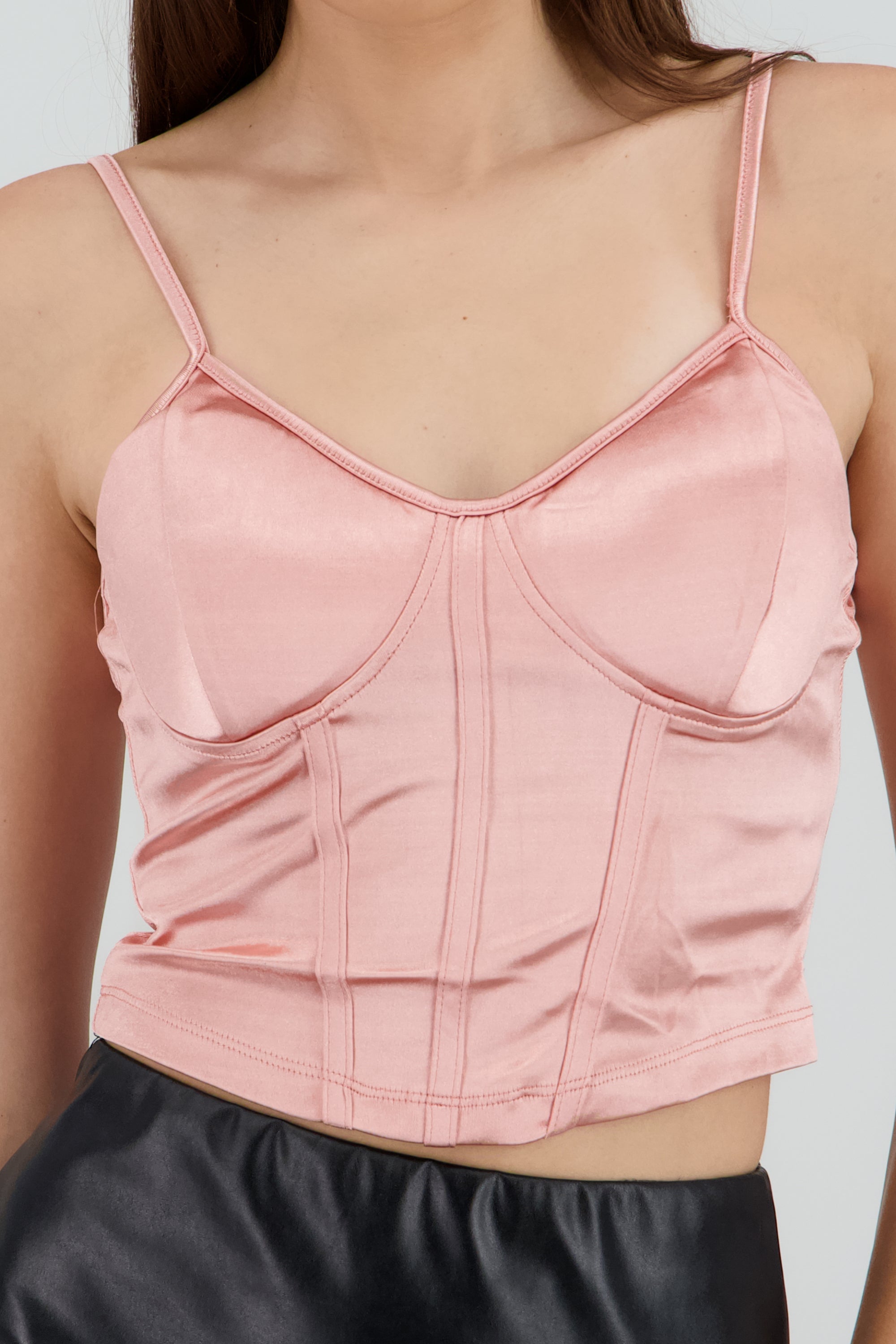 Corset satinado PALO DE ROSA