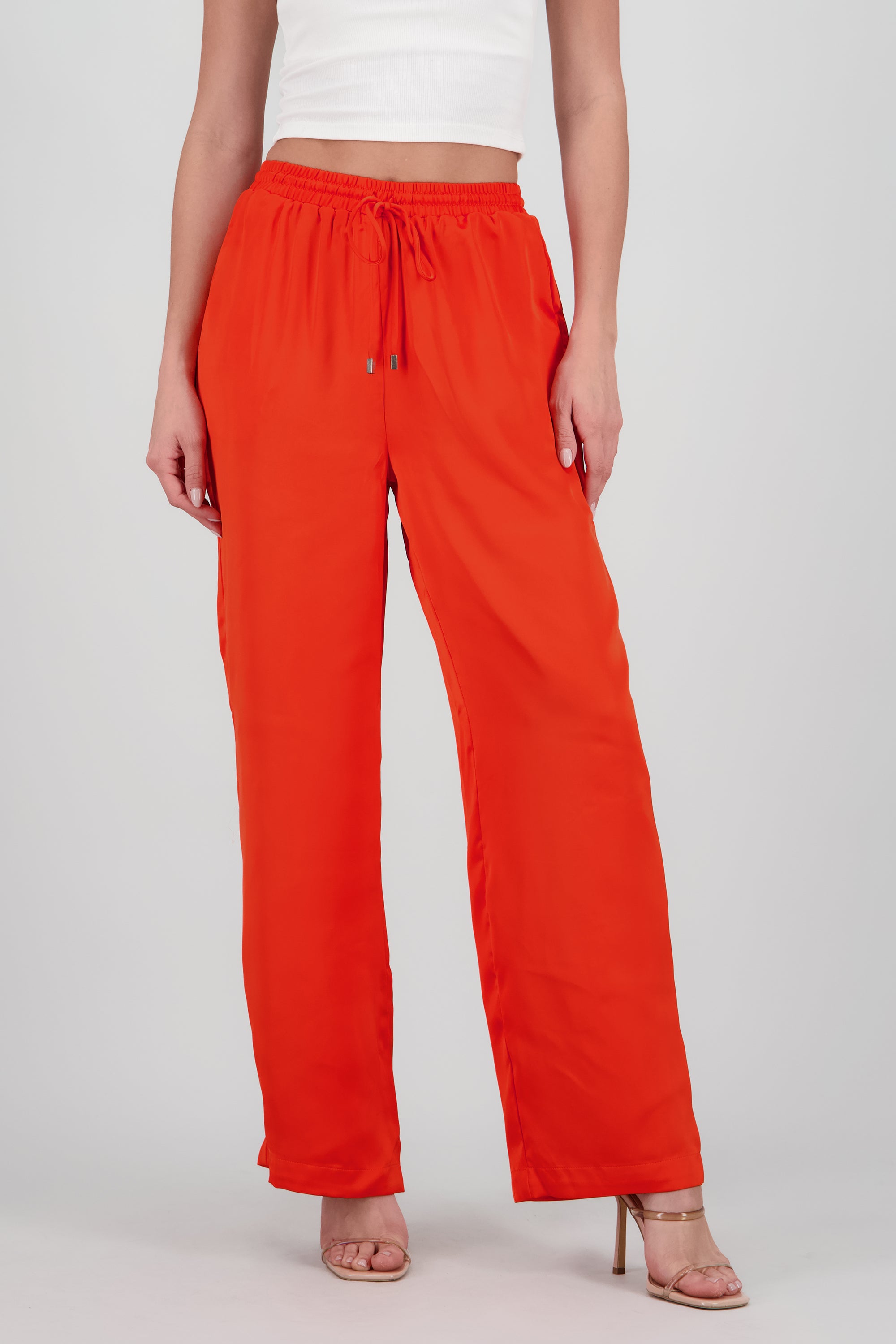 Pantalon wide leg satin ROJO