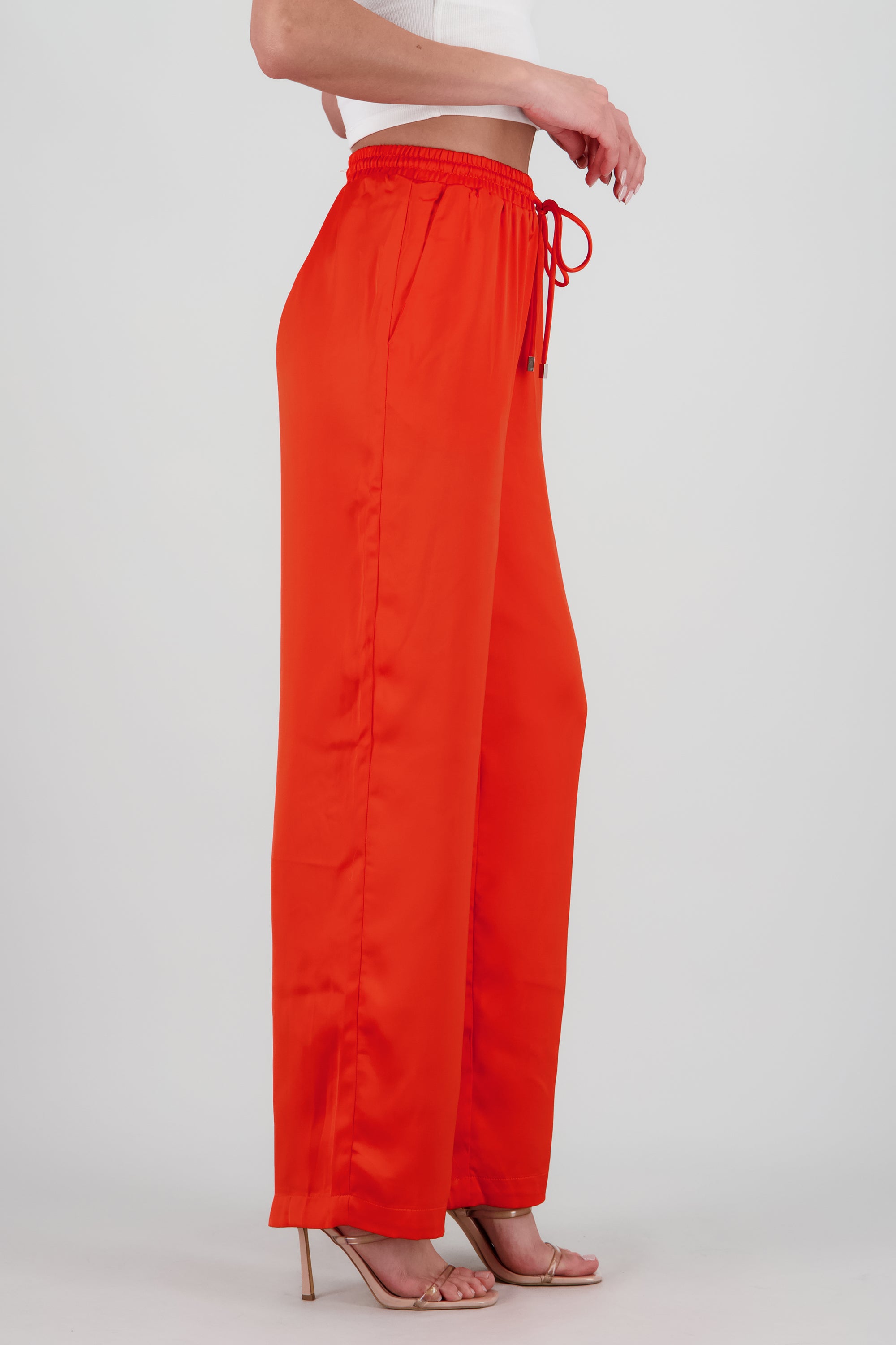 Pantalon wide leg satin ROJO