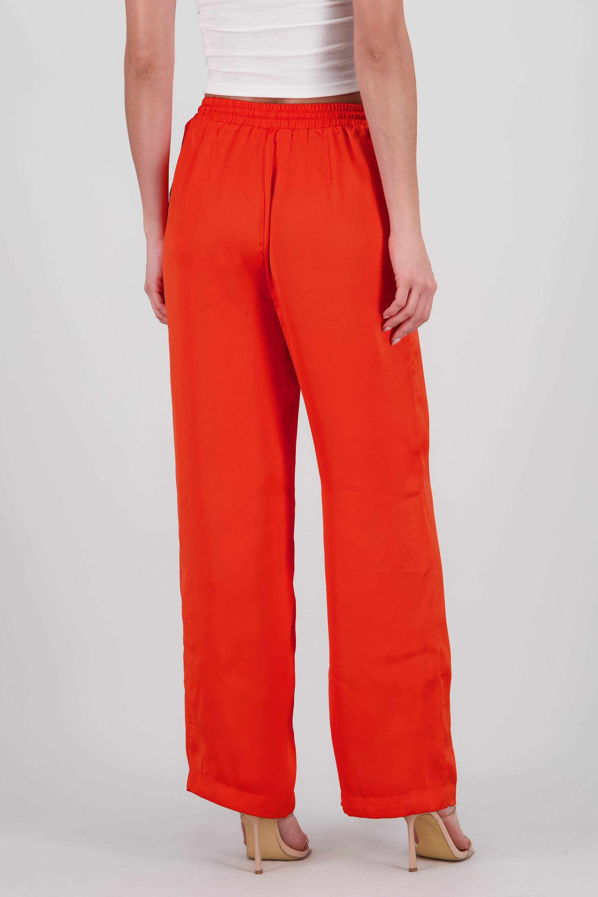 Pantalon wide leg satin ROJO