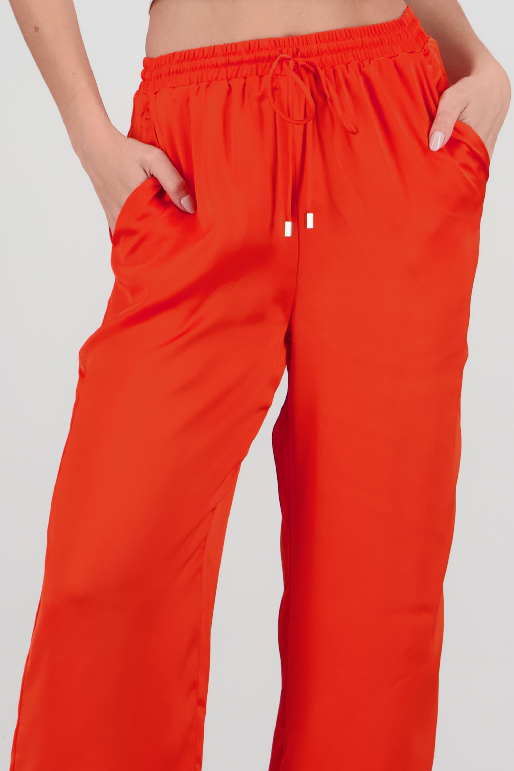 Pantalon wide leg satin ROJO