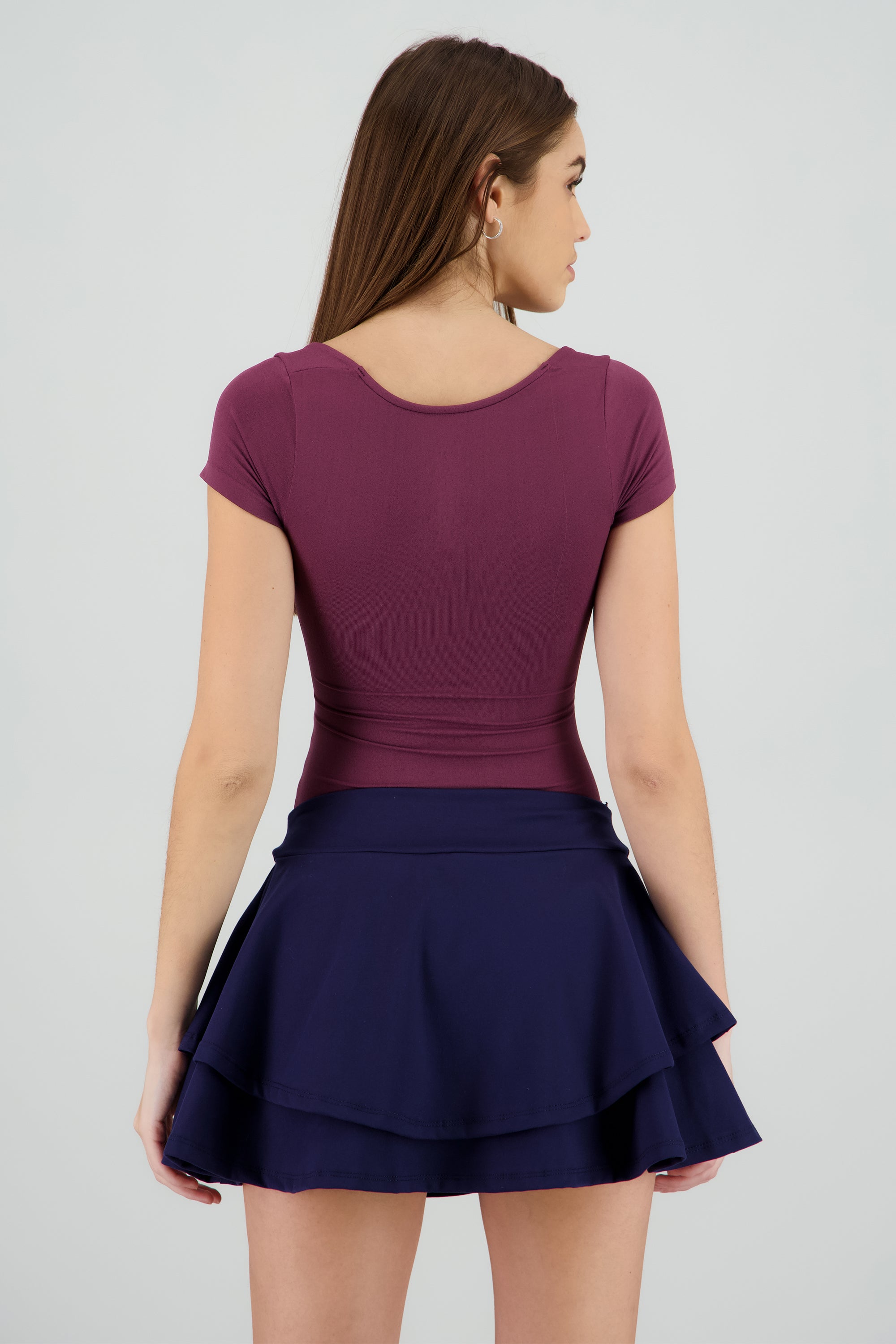 Bodysuit escote cuadrado doble tela CIRUELA