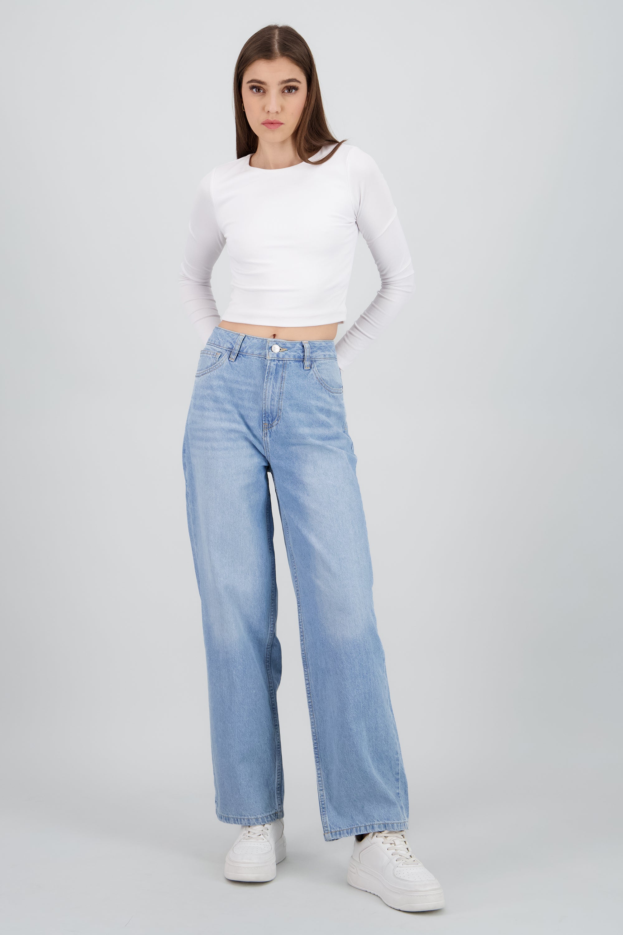 Jeans wide leg desgaste LIGHT WASH