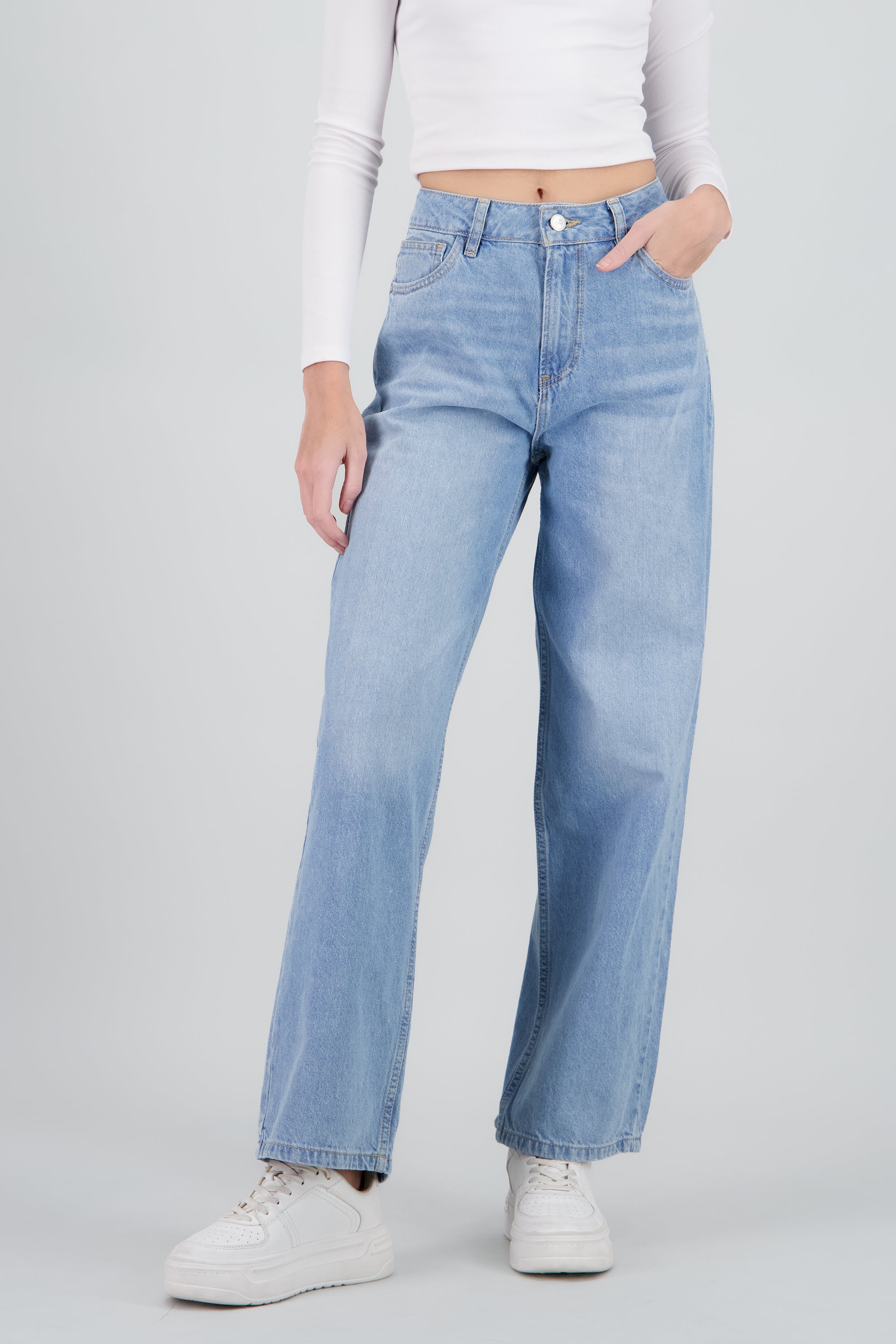 Jeans wide leg desgaste LIGHT WASH