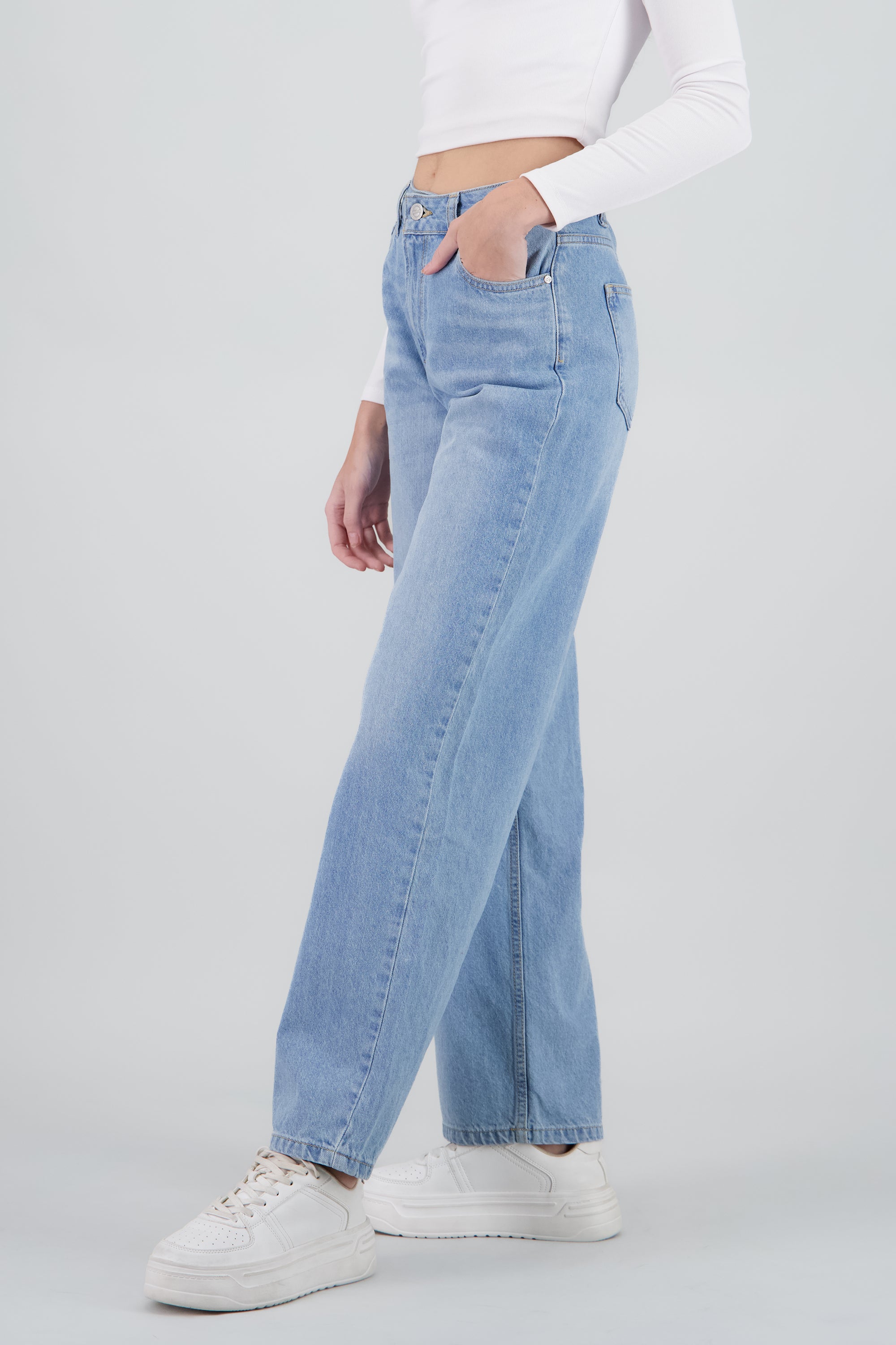 Jeans wide leg desgaste LIGHT WASH