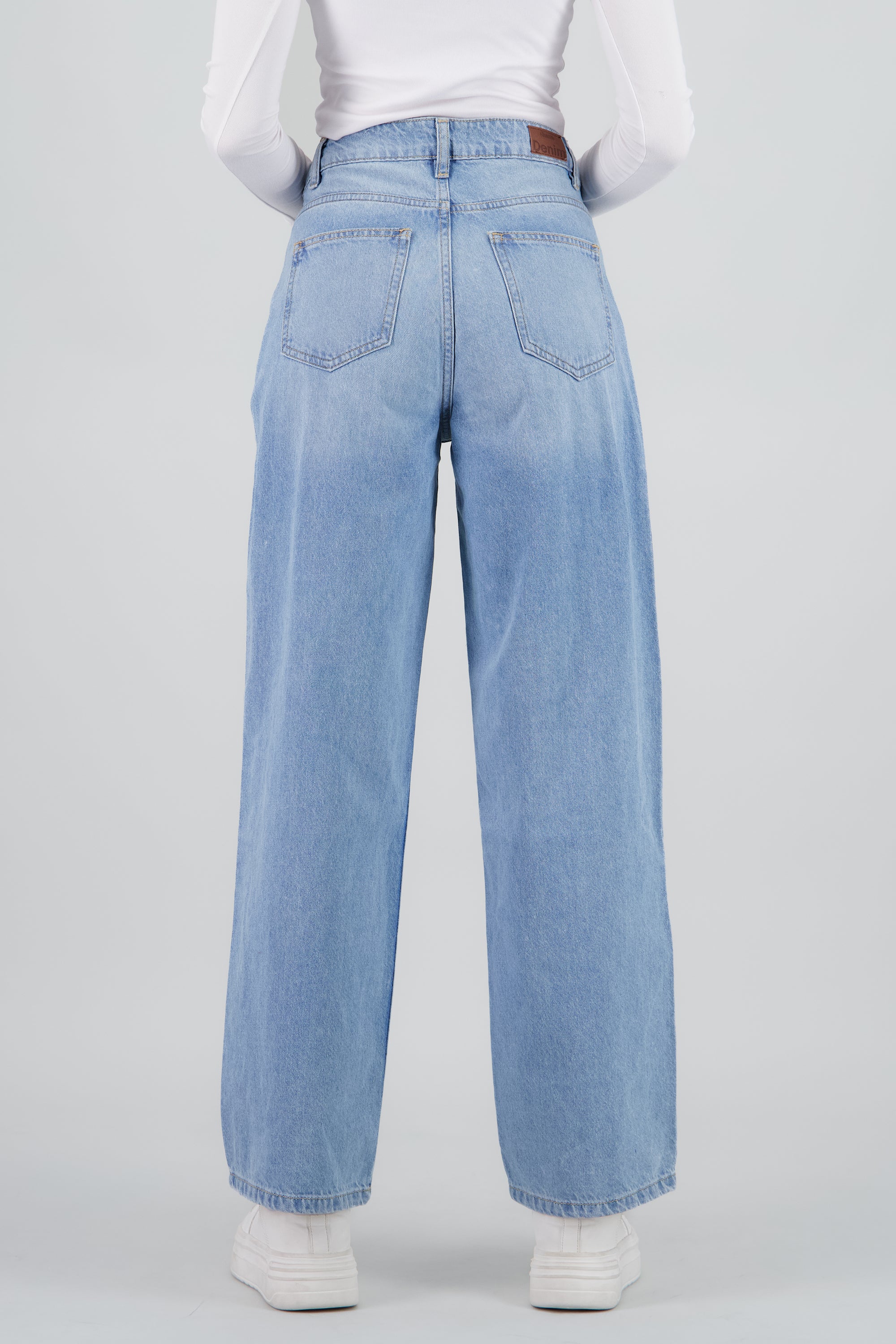 Jeans wide leg desgaste LIGHT WASH