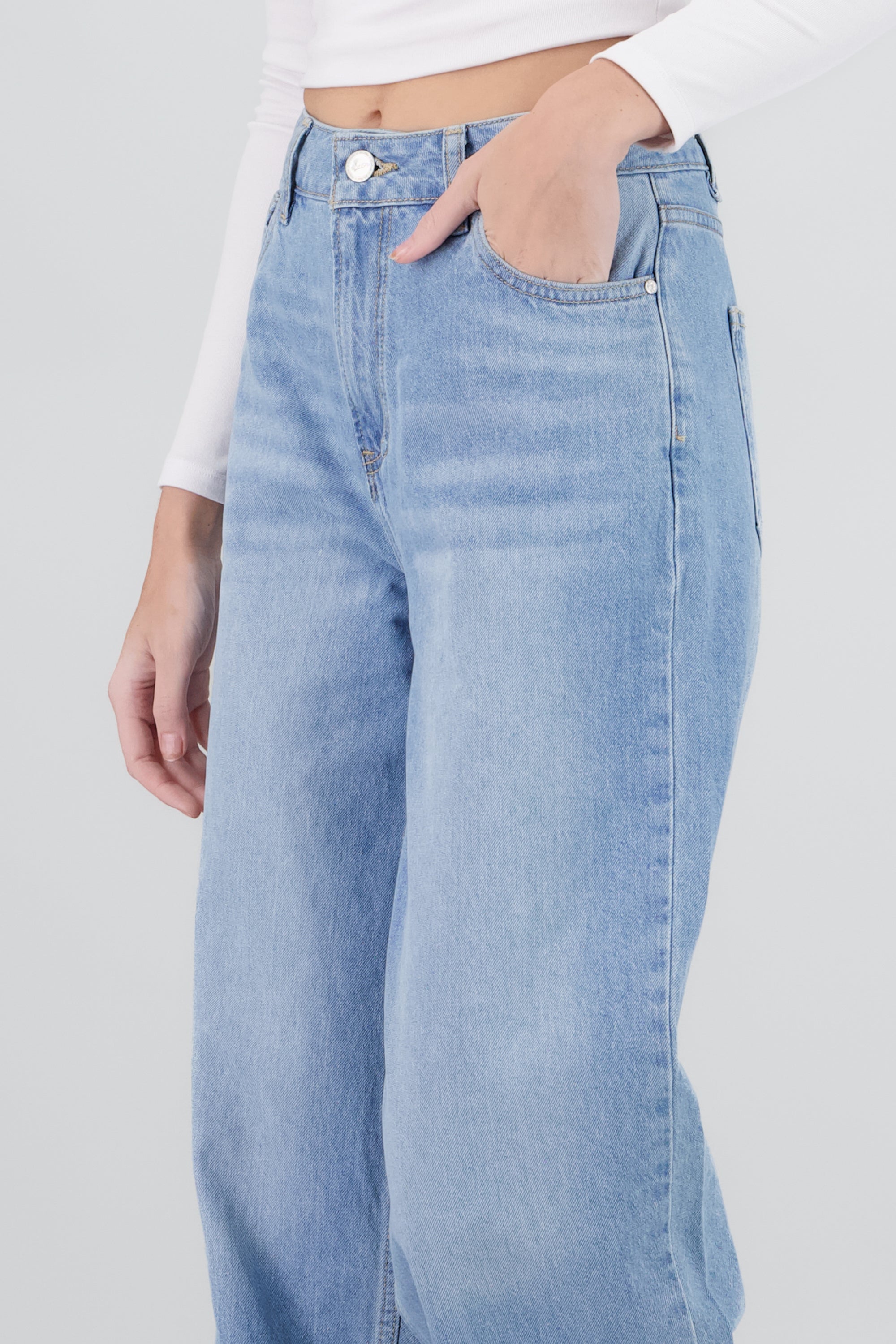 Jeans wide leg desgaste LIGHT WASH