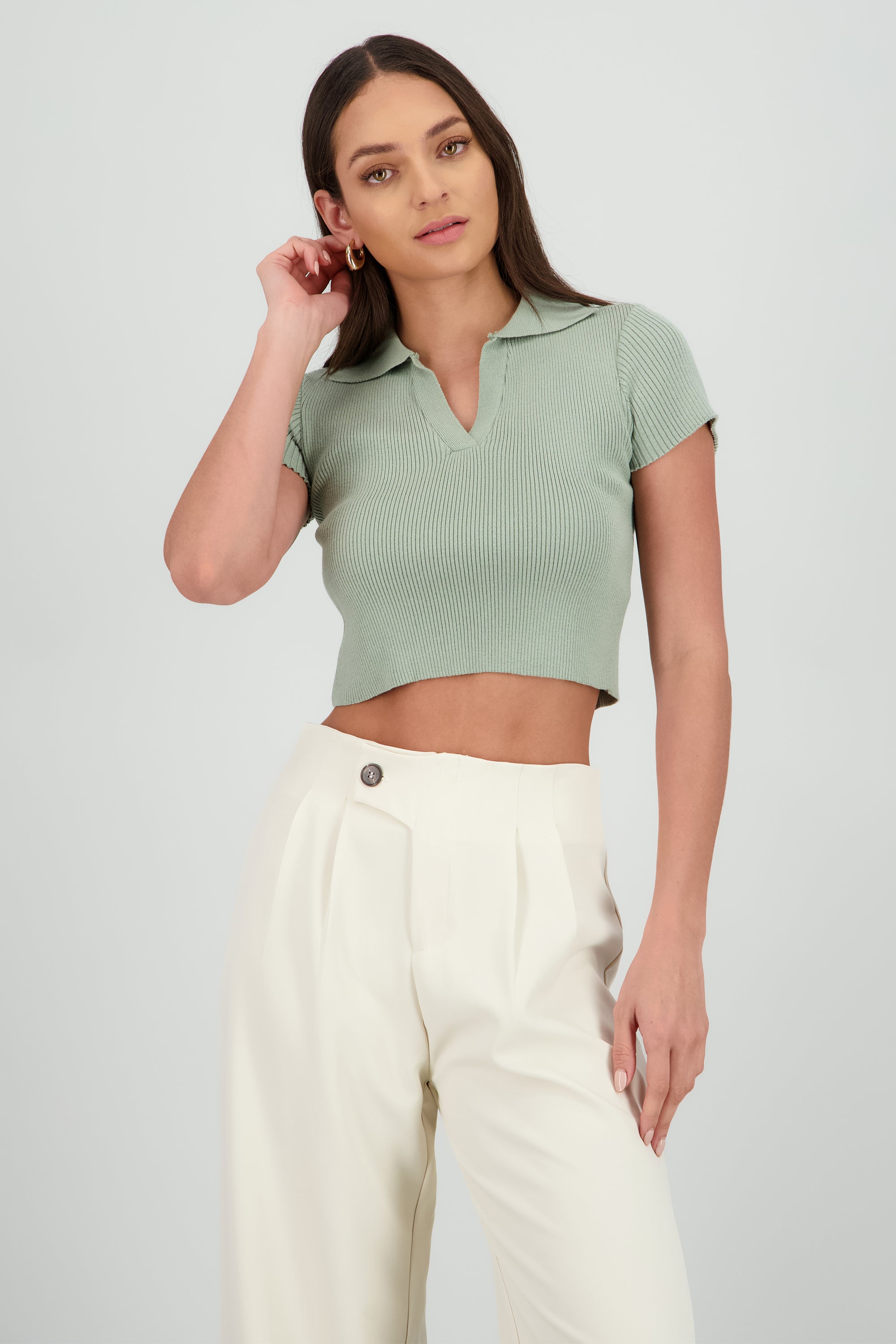 Top polo liso tejido SAGE