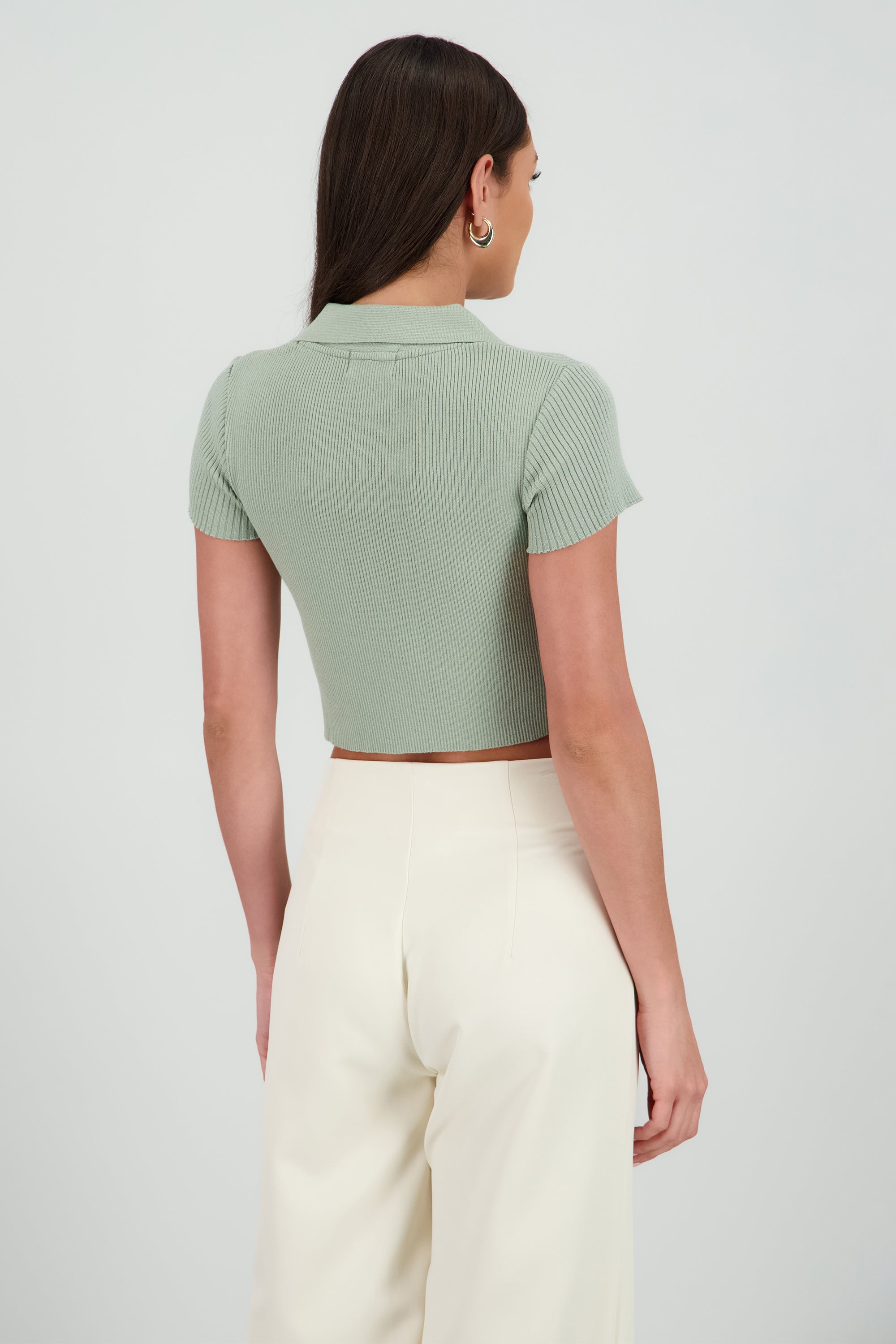 Top polo liso tejido SAGE