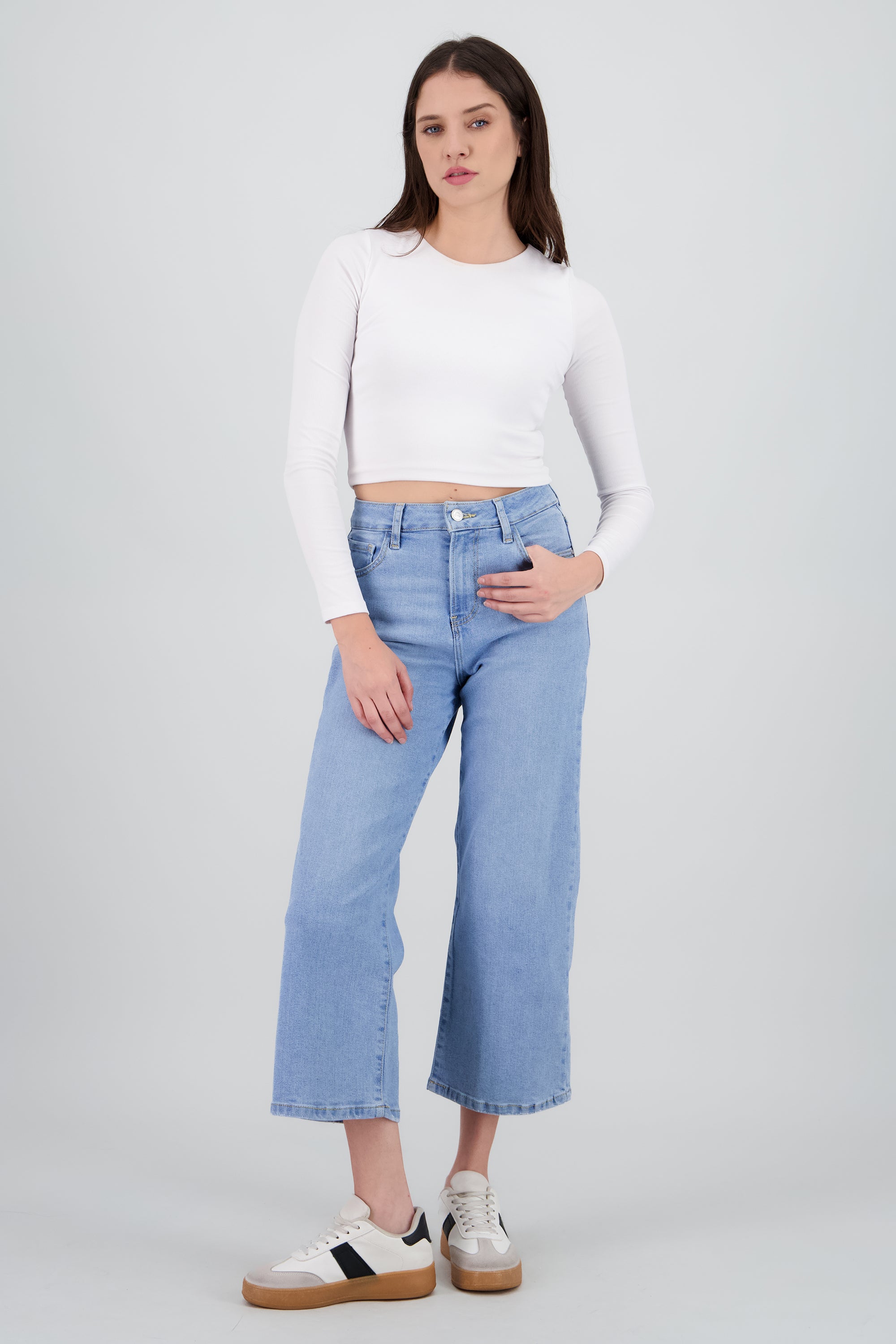 Jeans culotte mid rise LIGHT WASH