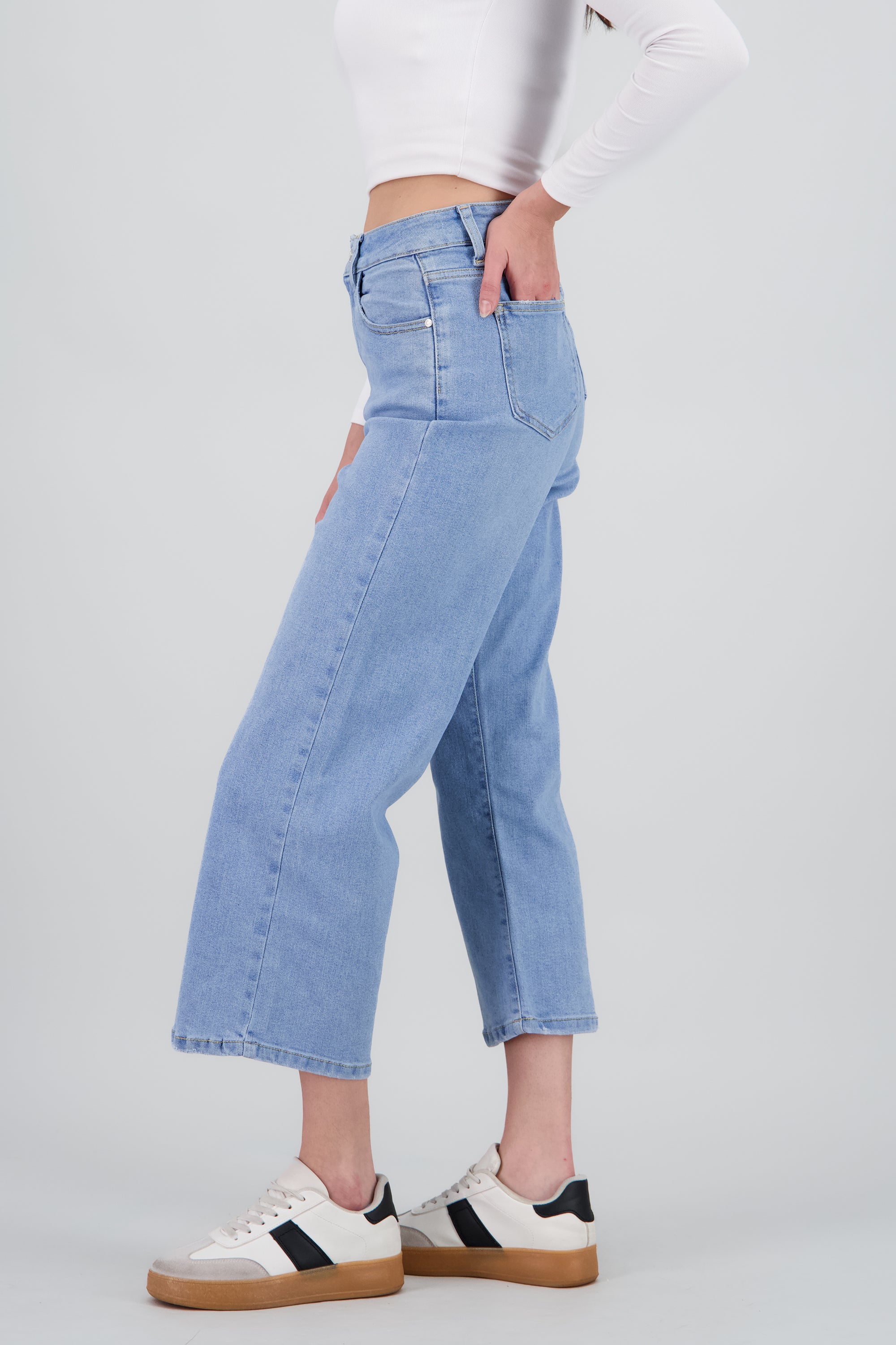 Jeans culotte mid rise LIGHT WASH