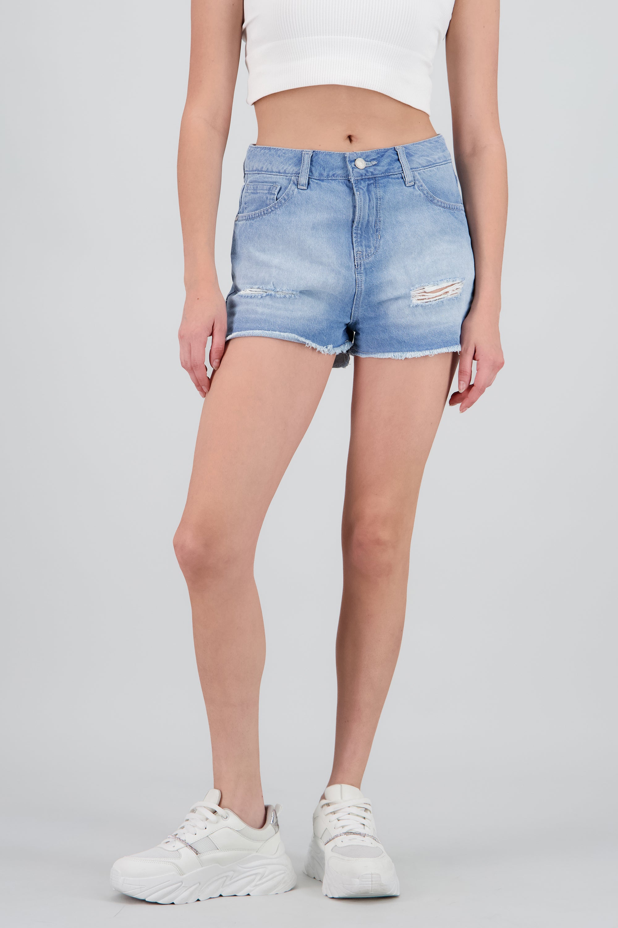 Short flequillo destrucción MEDIUM WASH