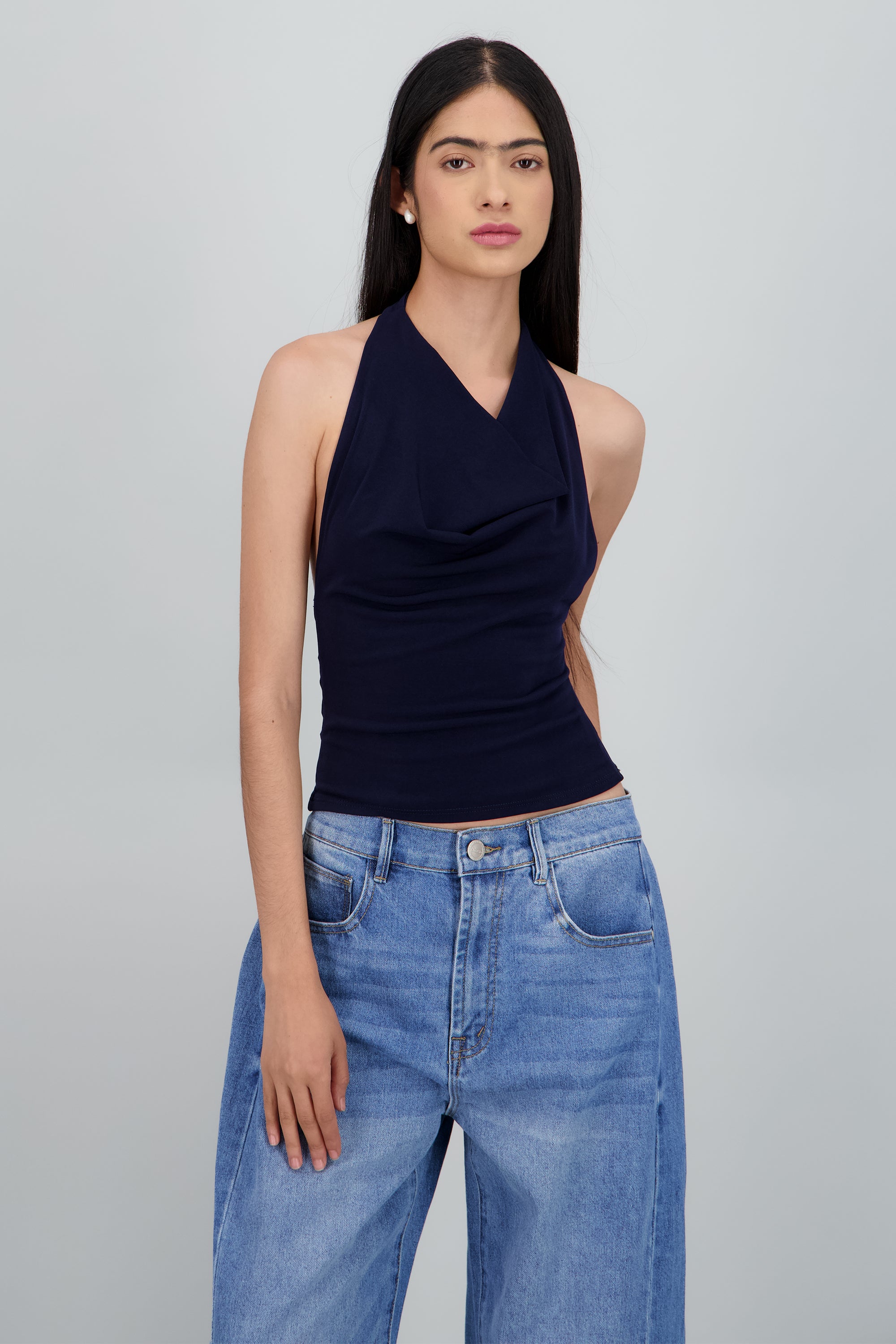 Top halter escote cascada MARINO