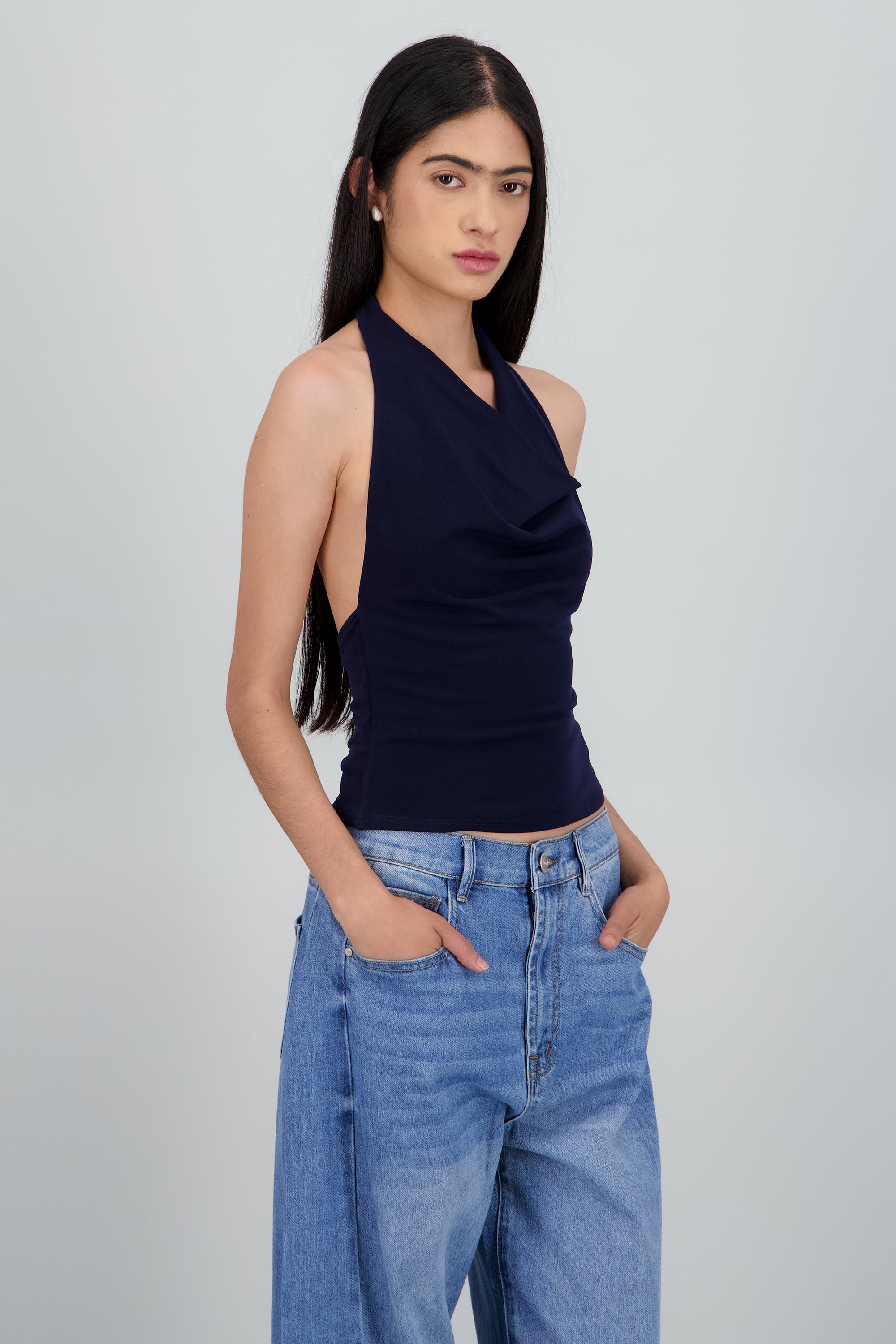 Top halter escote cascada MARINO