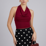 Top halter escote cascada
