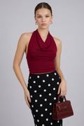 Top halter escote cascada