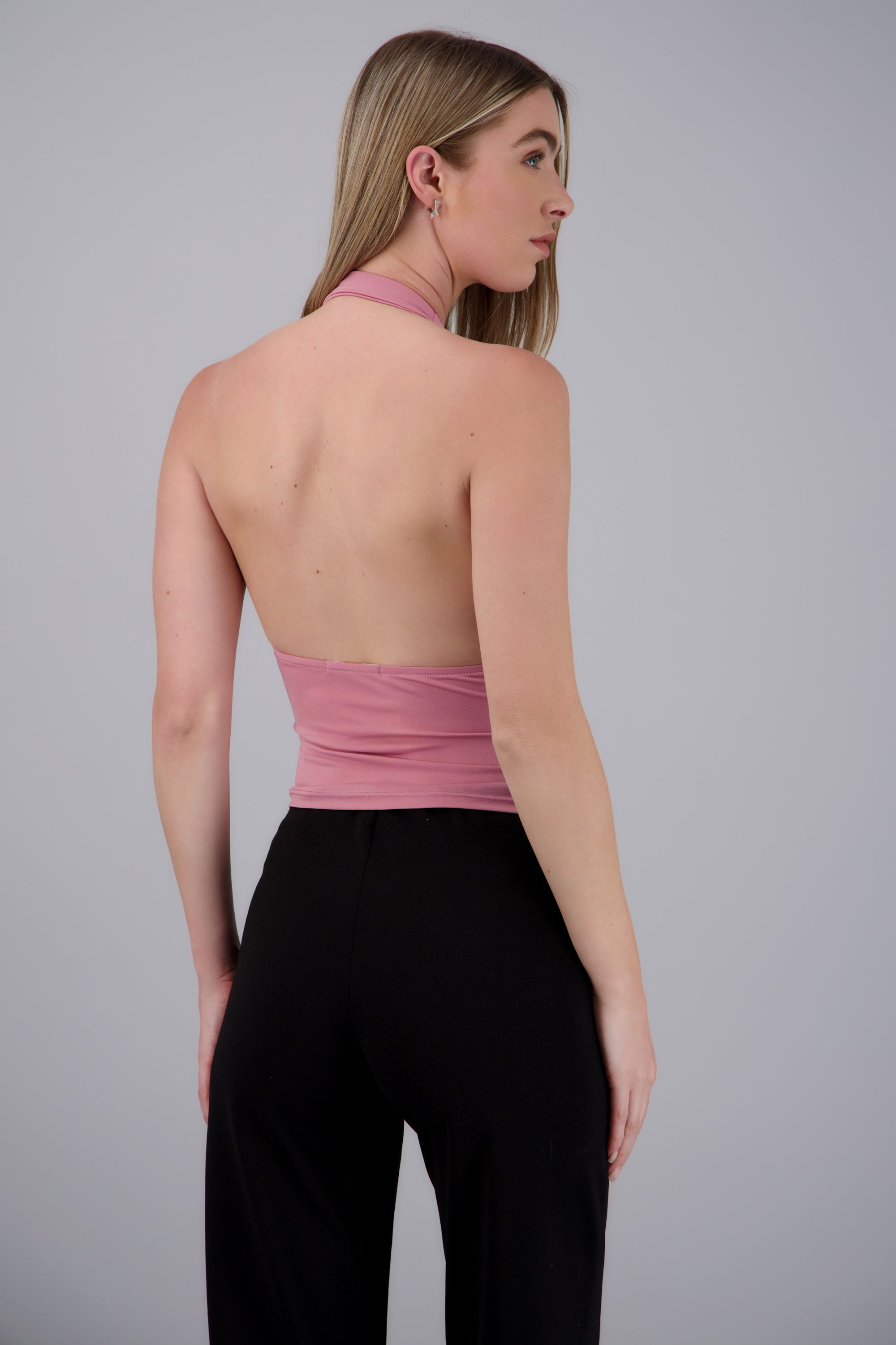 TOP HALTER ESCOTE CASCADA MALVA