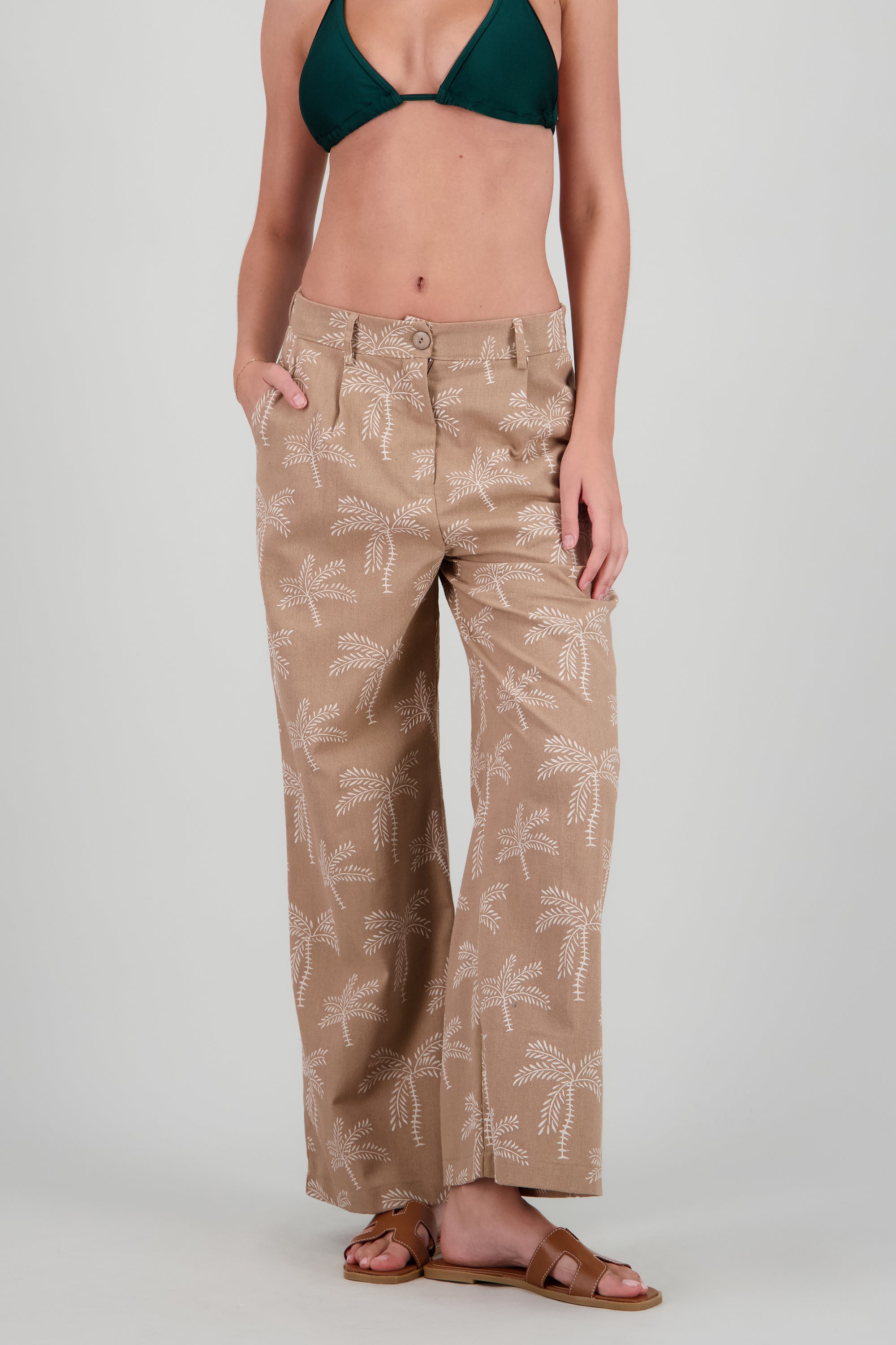 Pantalon amplio detalle textura TAUPE