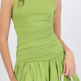 Vestido mini plisado falda burbuja