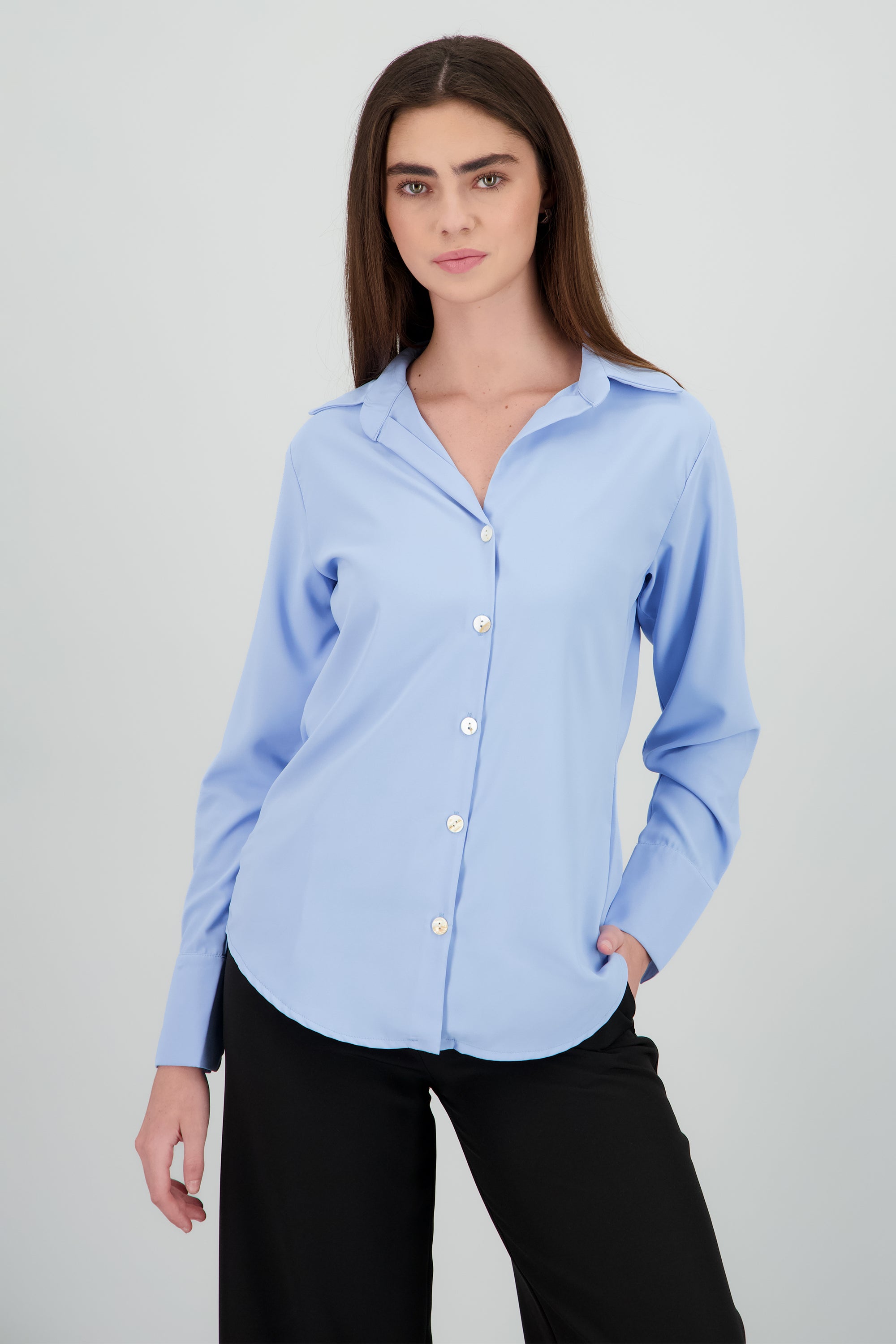Camisa fluida oversized puños abertura AZUL CIELO
