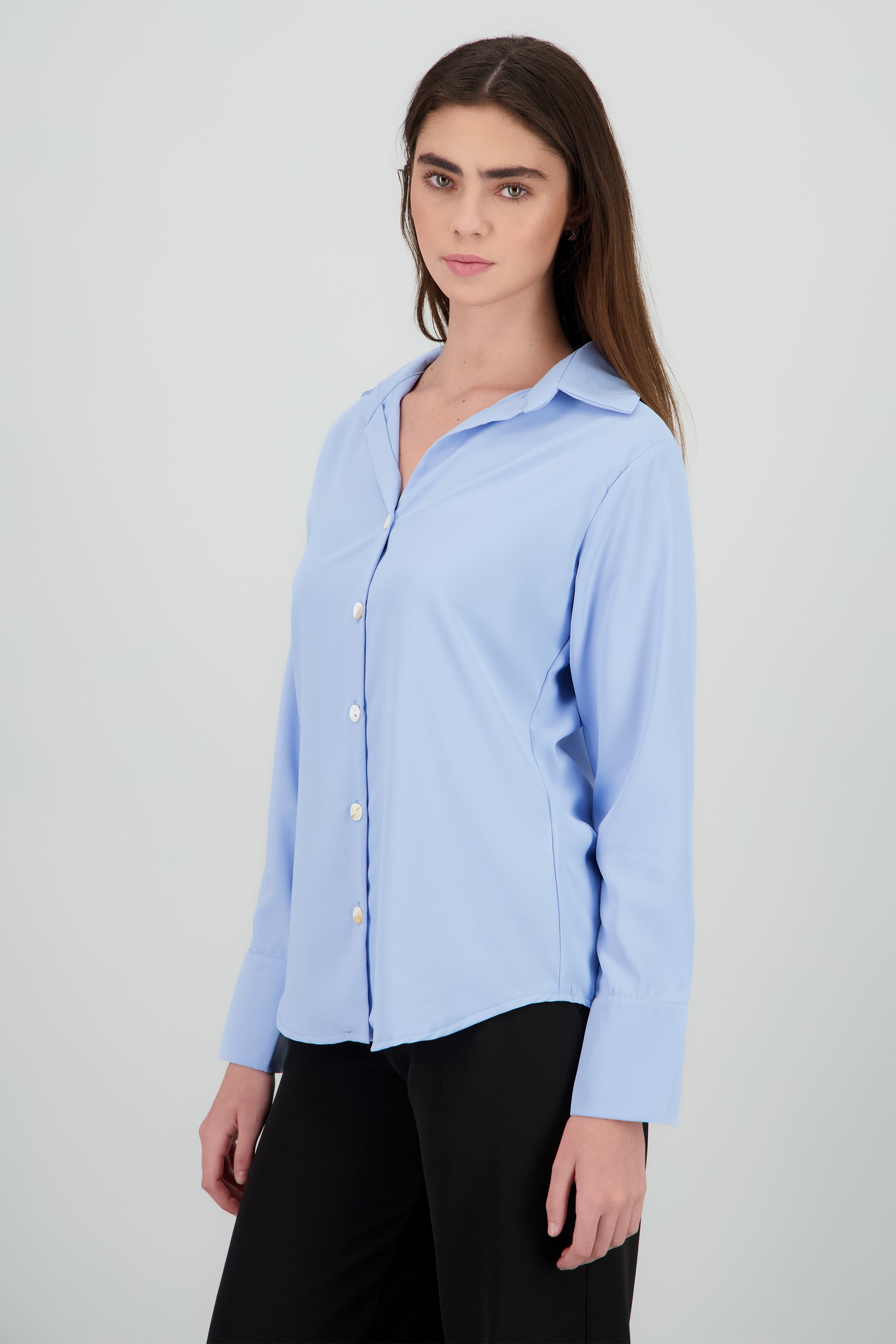 Camisa fluida oversized puños abertura AZUL CIELO