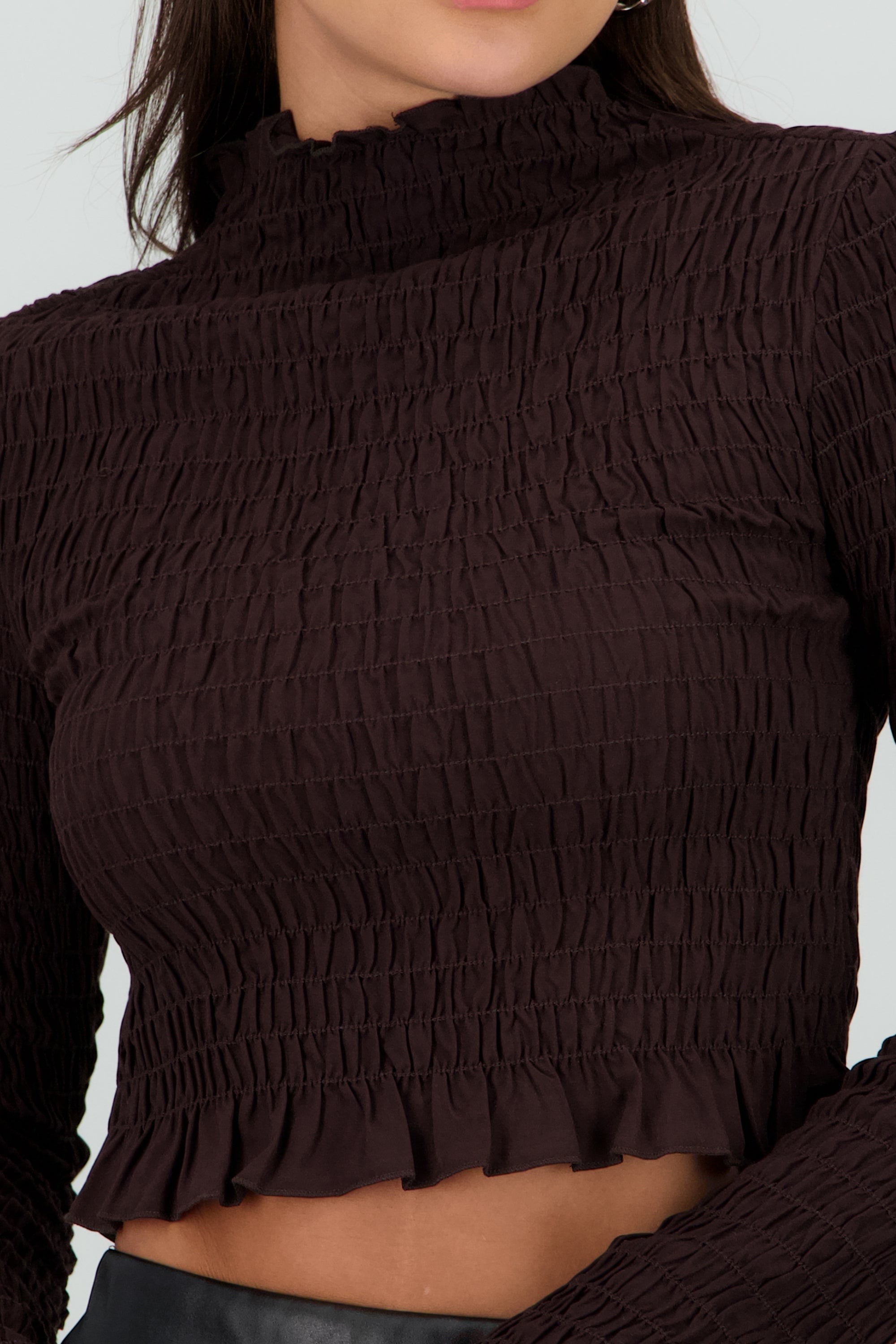 BLUSA M/L DET LIGAS CHOCOLATE