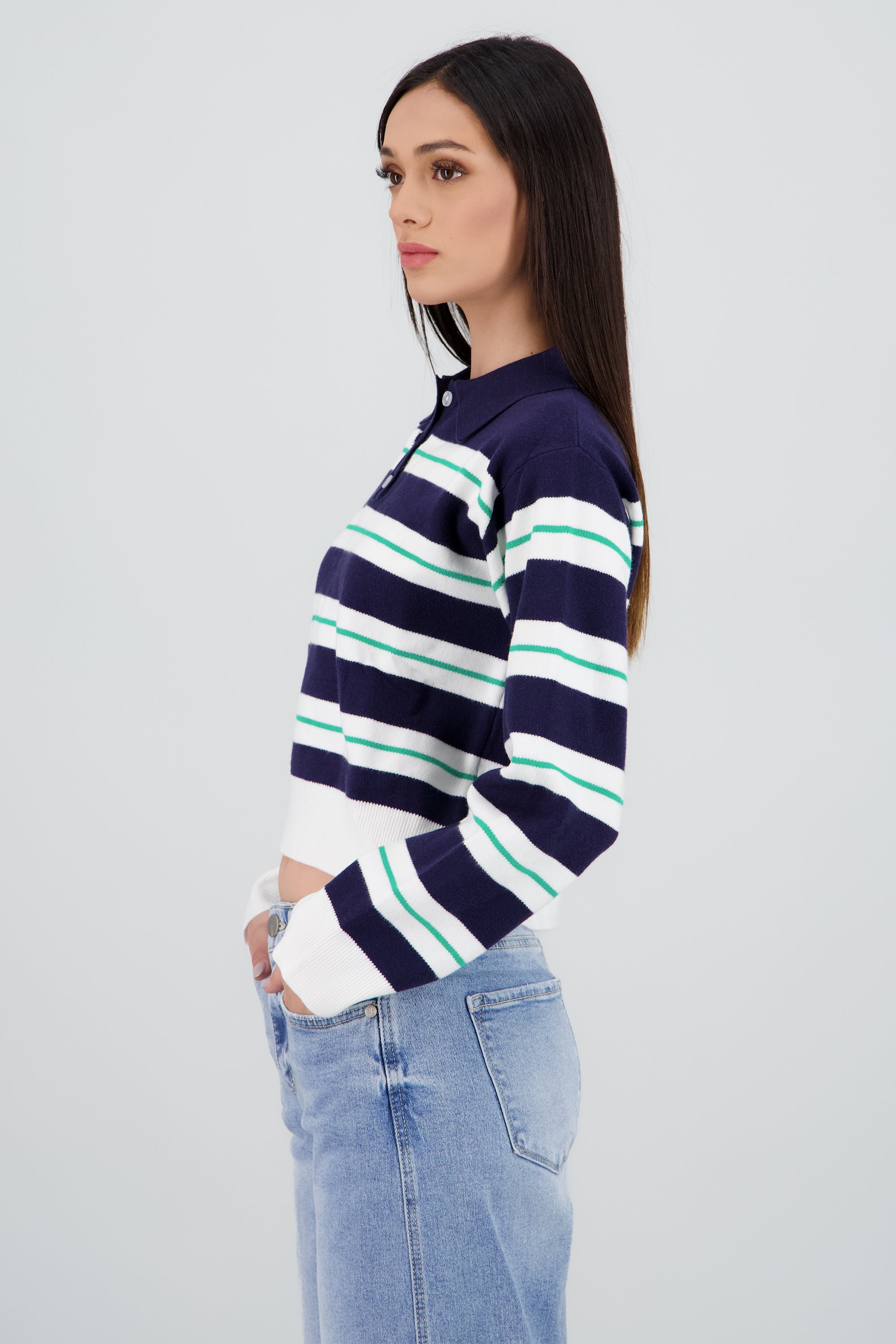 Sueter rayas cuello polo MARINO COMBO