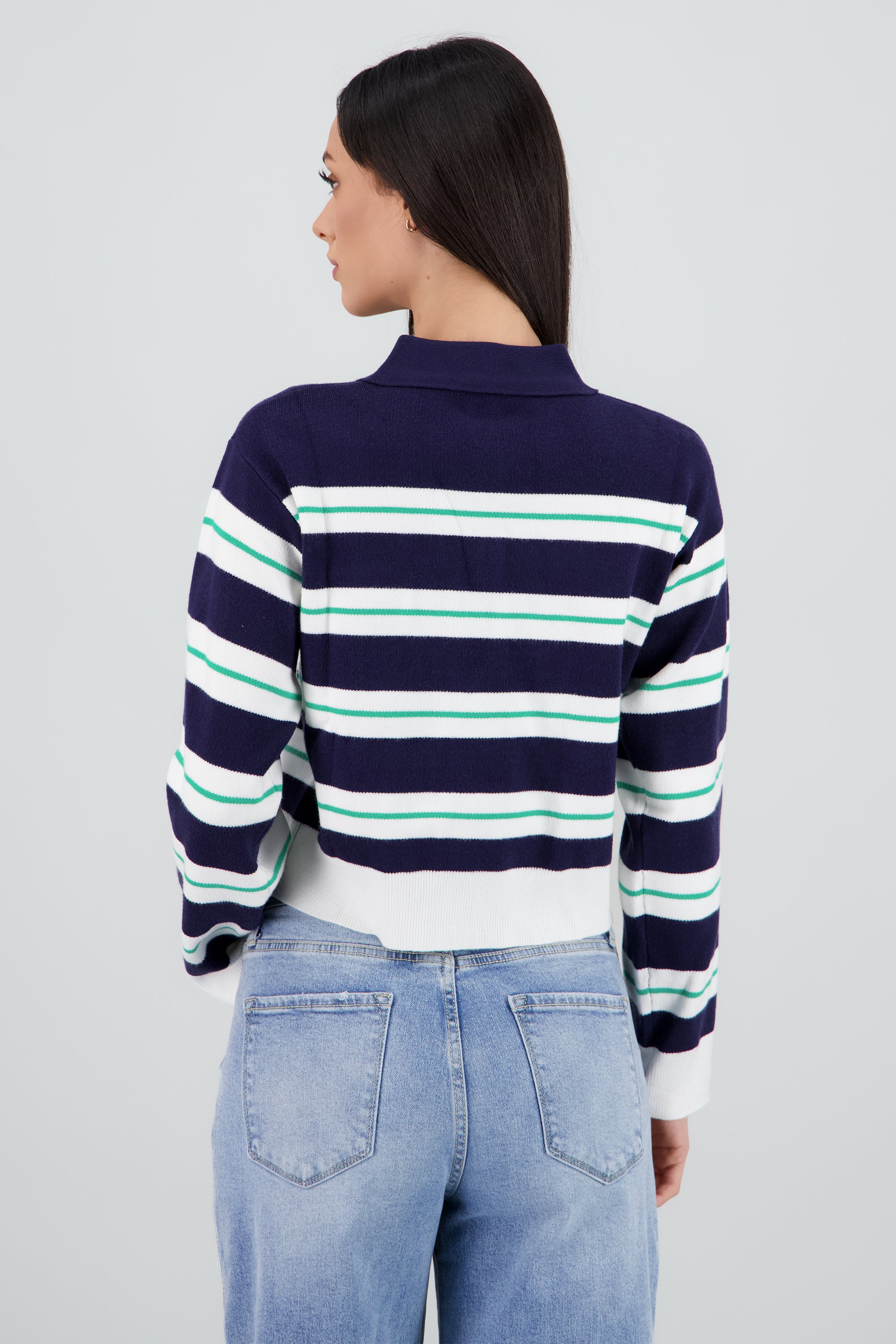 Sueter rayas cuello polo MARINO COMBO