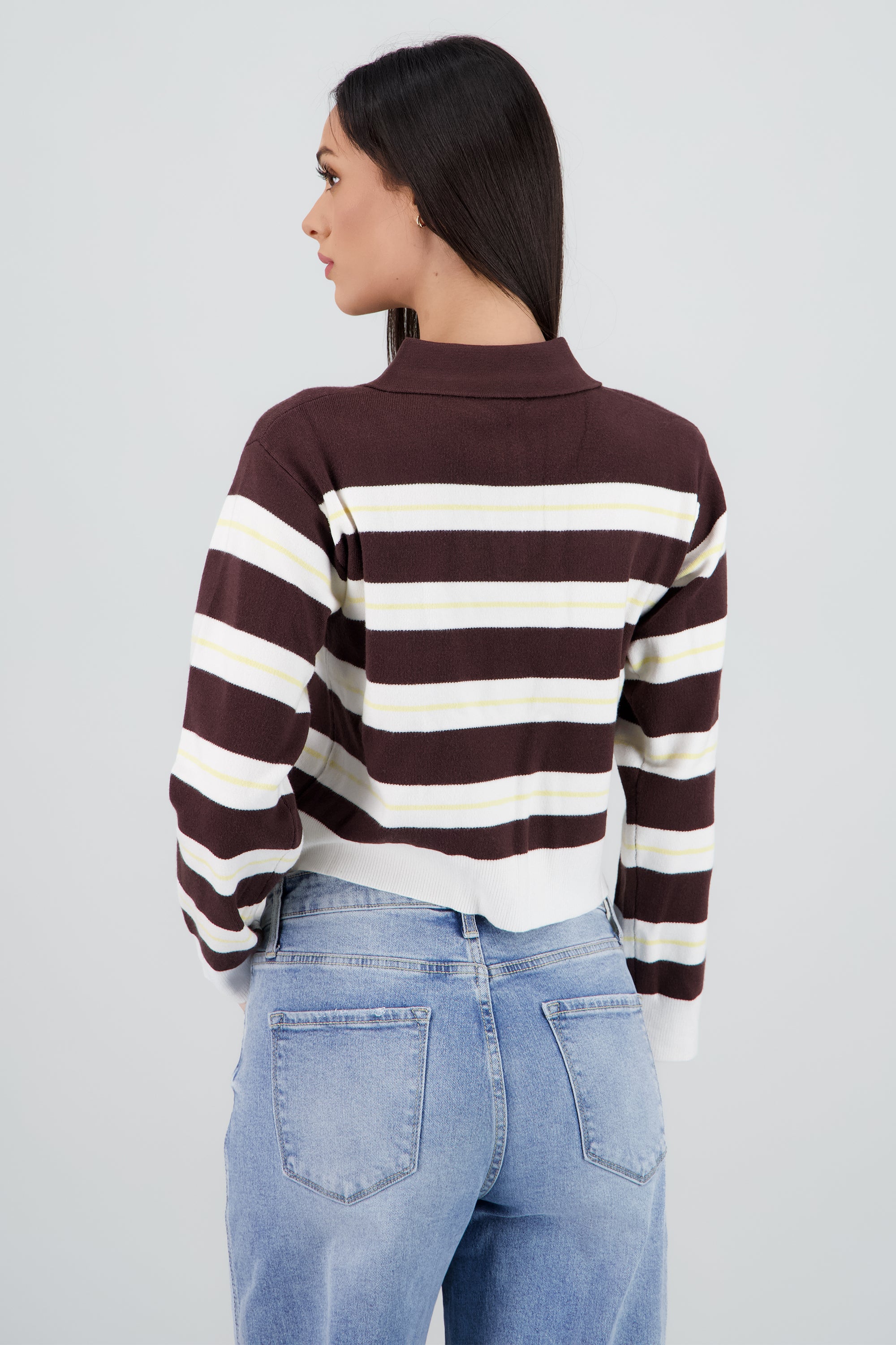 Sueter rayas cuello polo CAFE COMBO