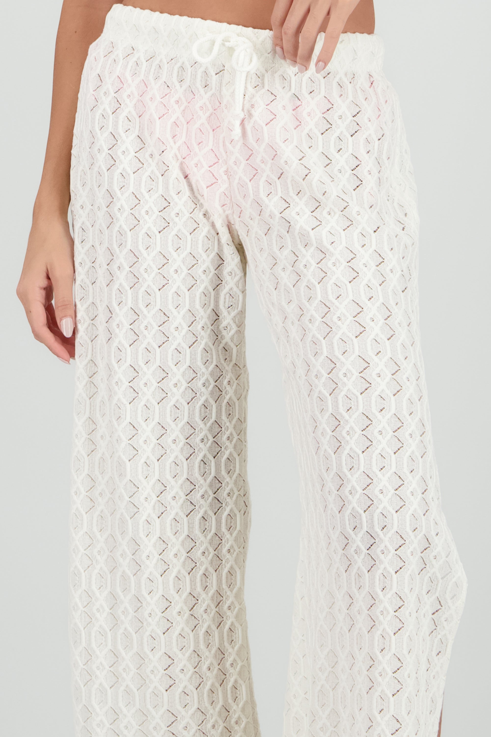 Pantalon aberturas tejido CREMA