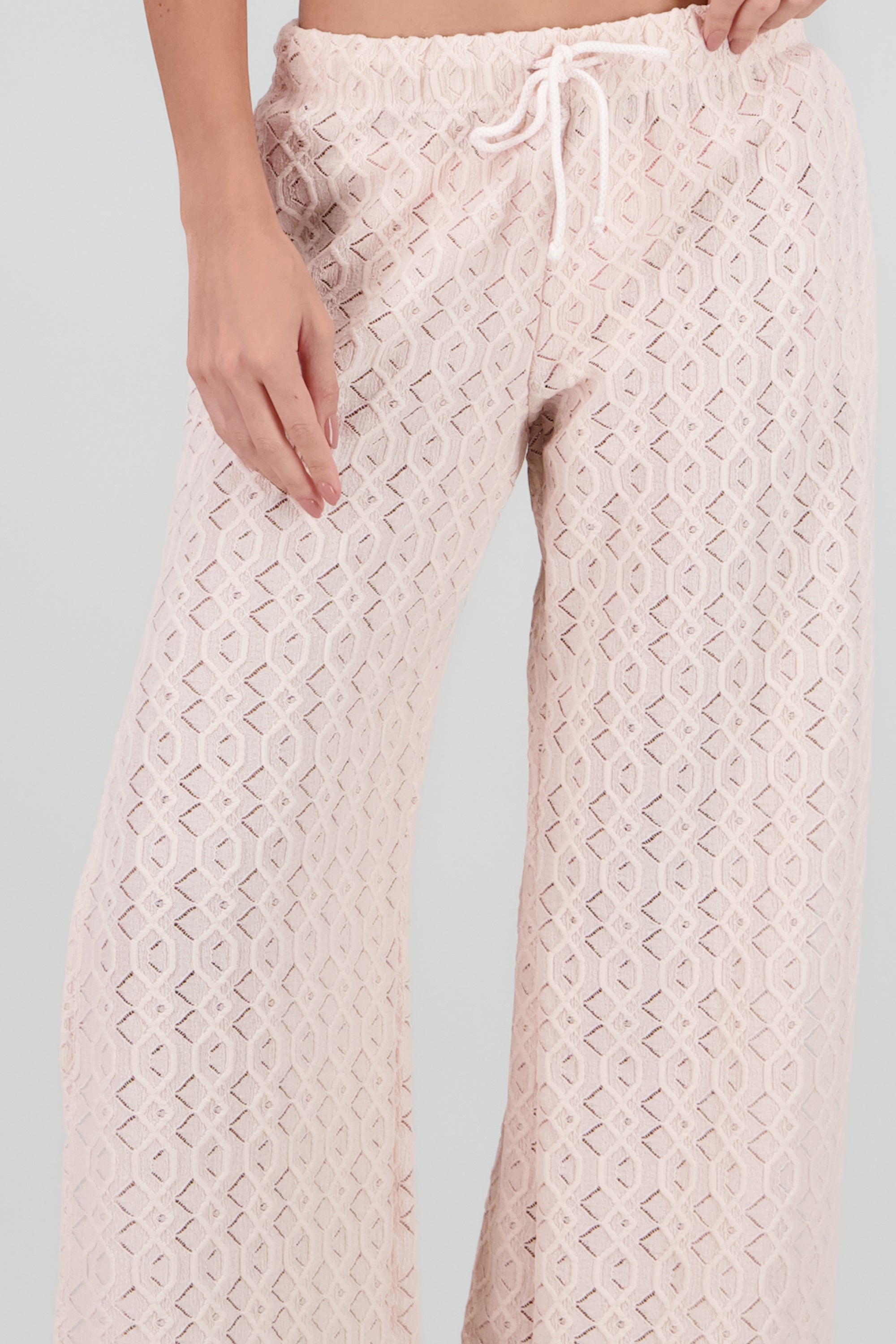 Pantalon aberturas tejido ROSA PASTEL