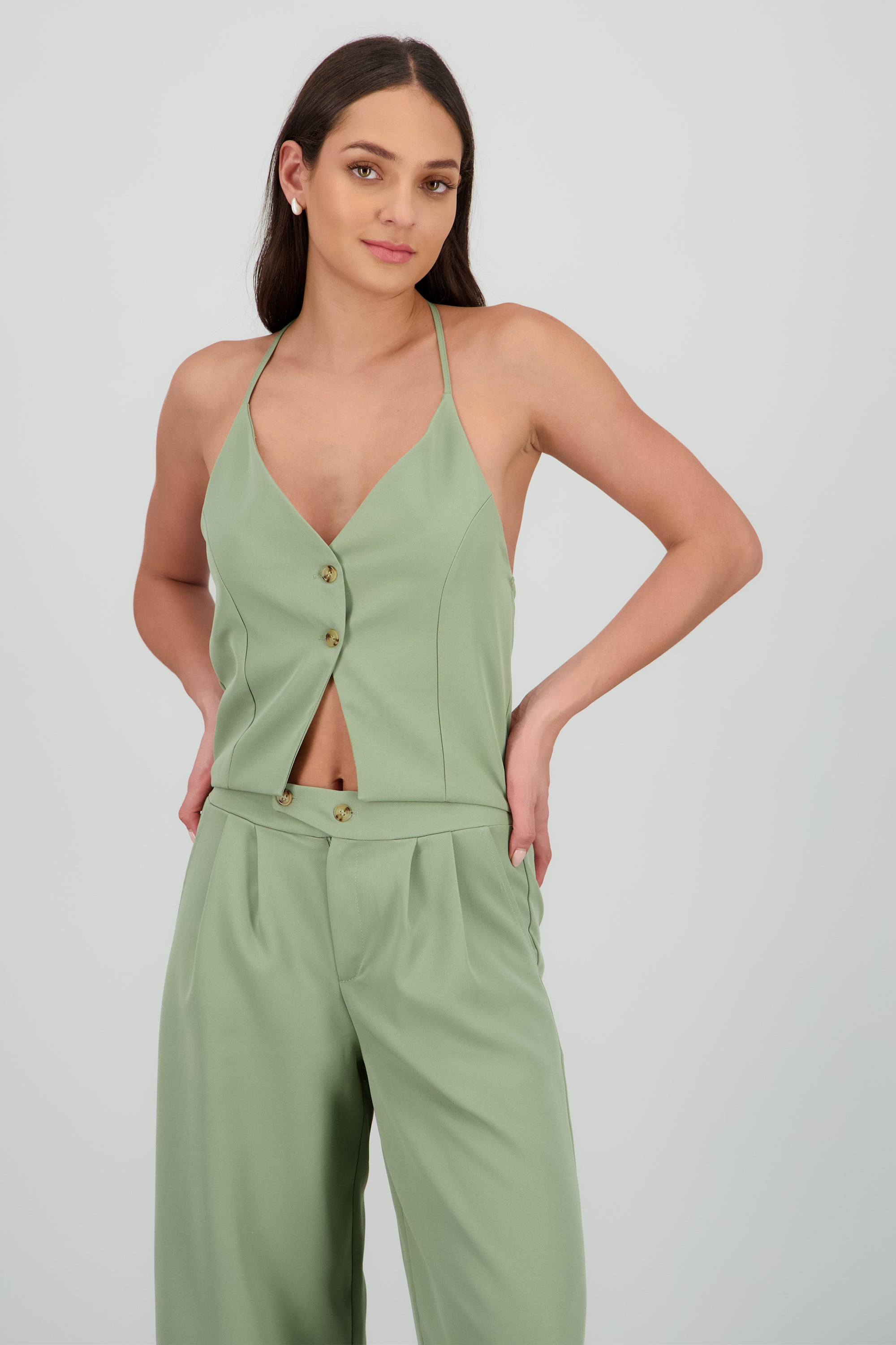 TOP HALTER DET BOTONES SAGE