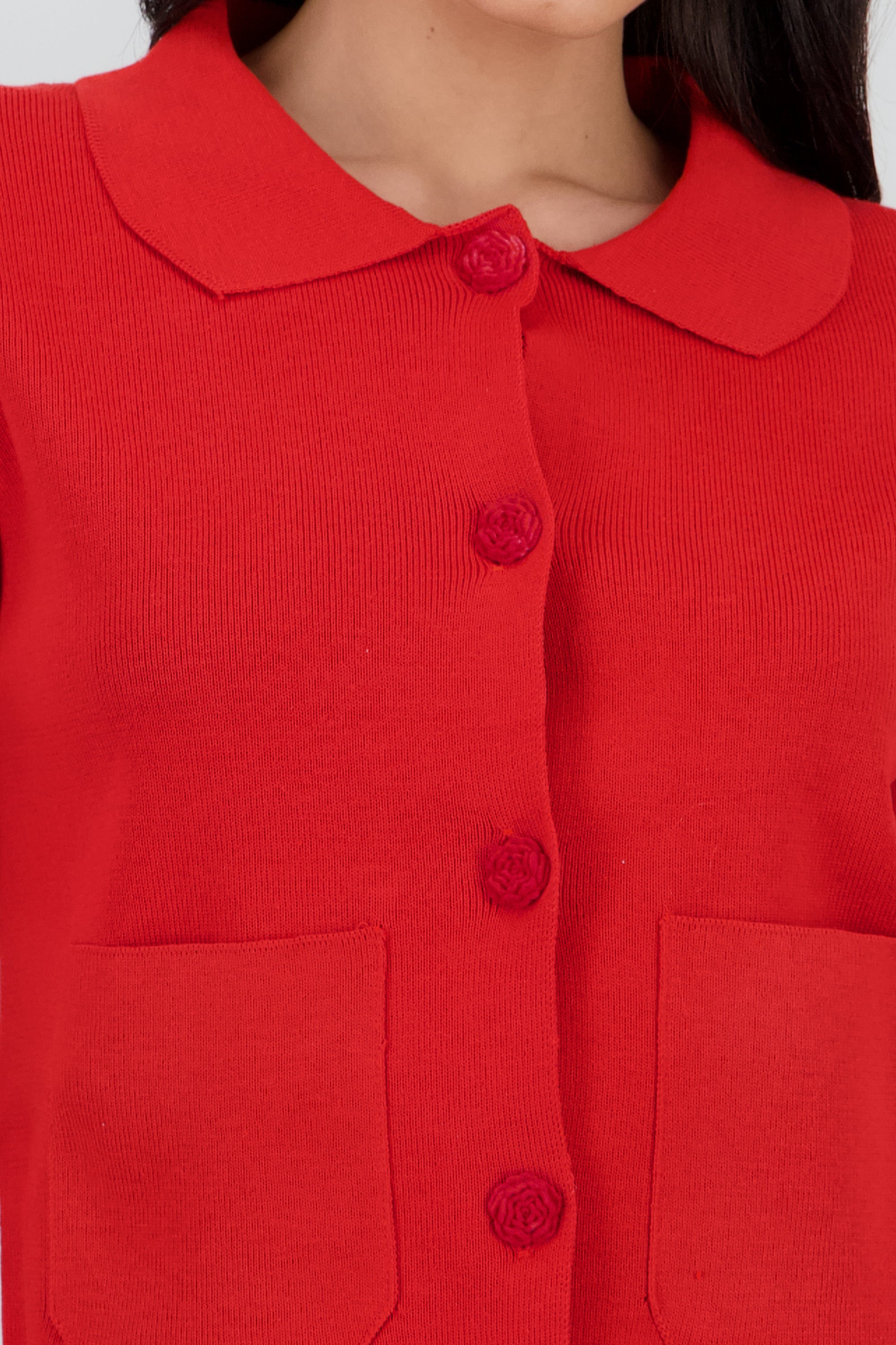 Cardigan tejido con botones rosa ROJO QUEMADO