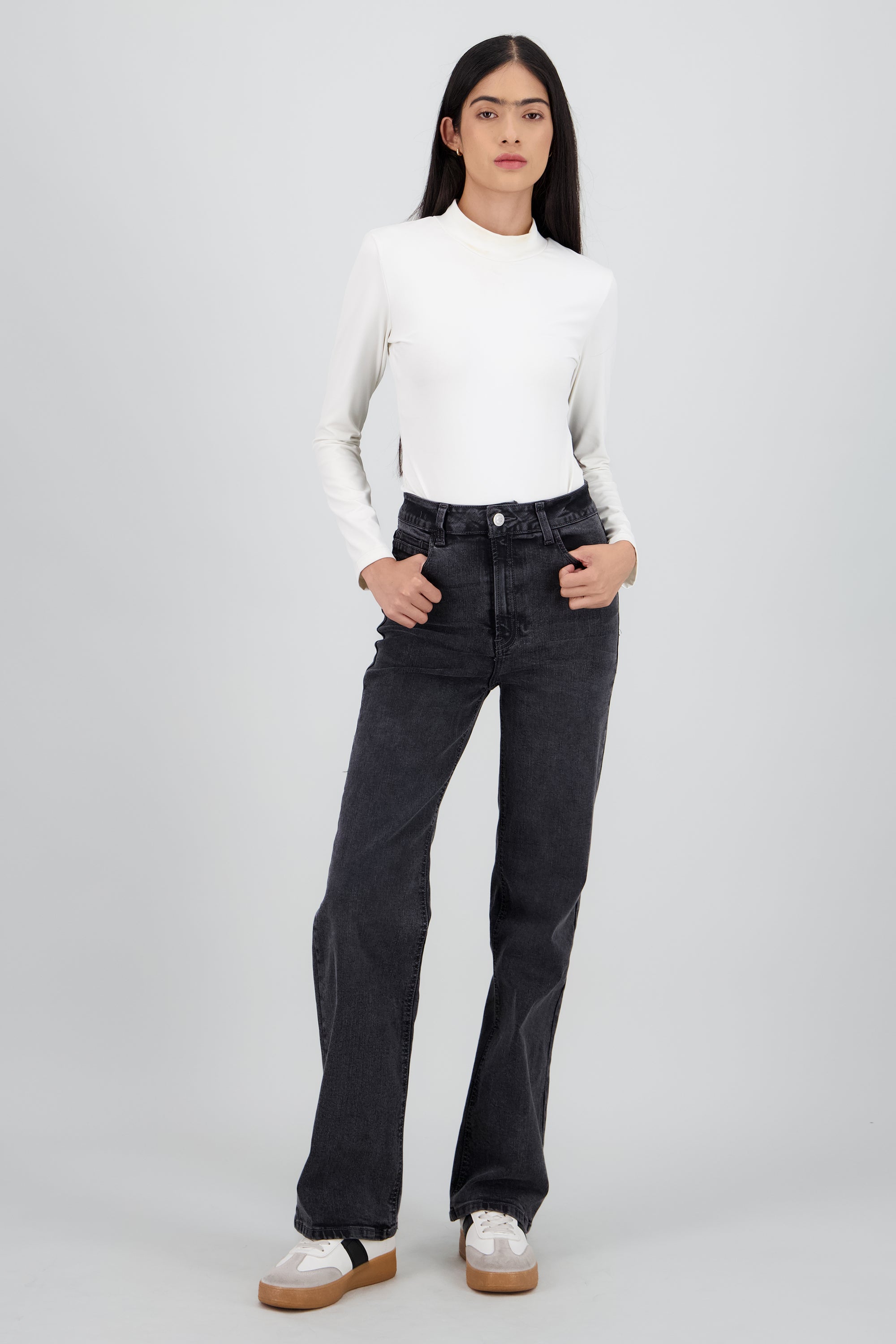 Jeans straight slim GRIS OBSCURO