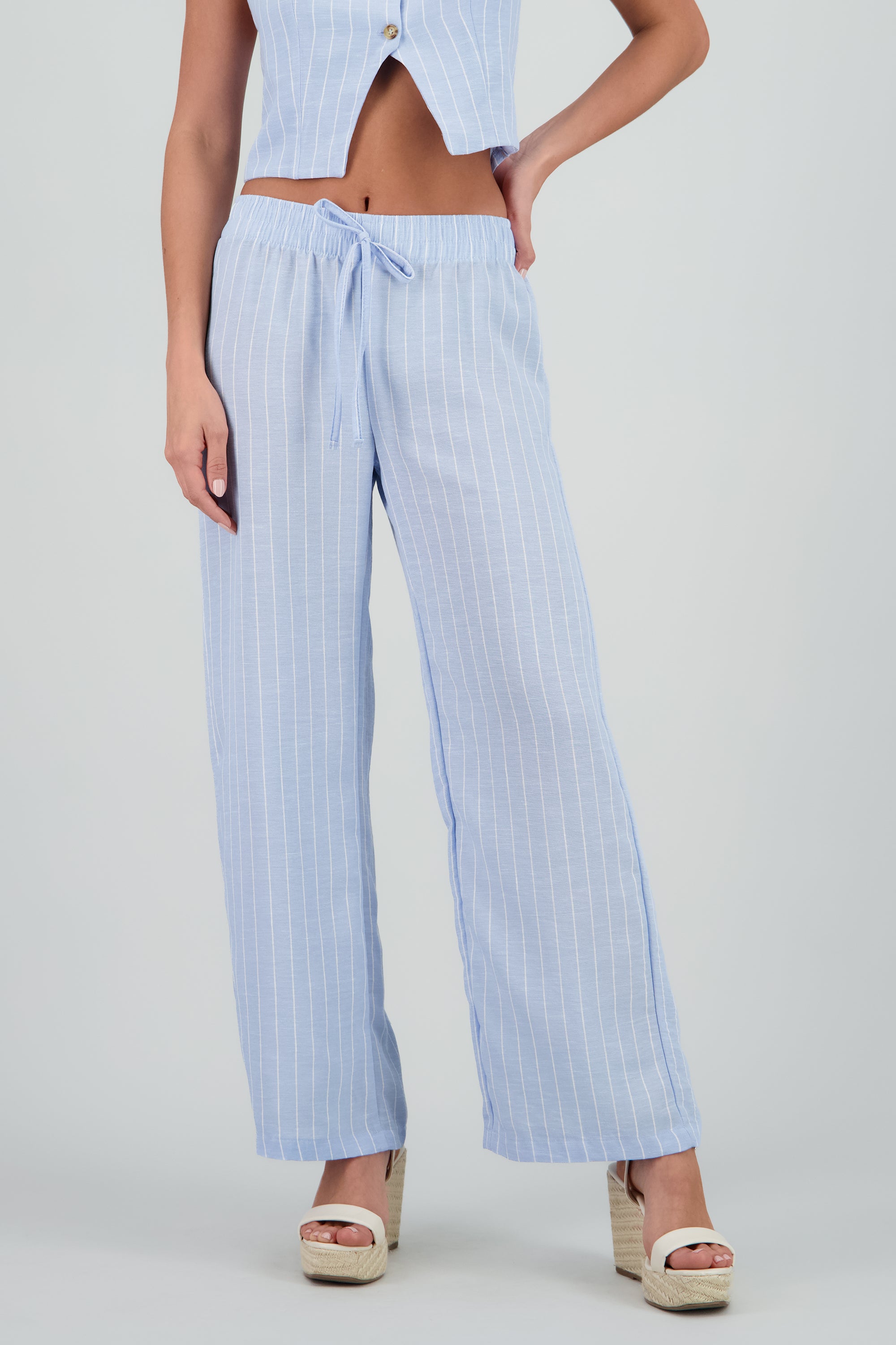 Pantalon rayas fluido AZUL PASTEL