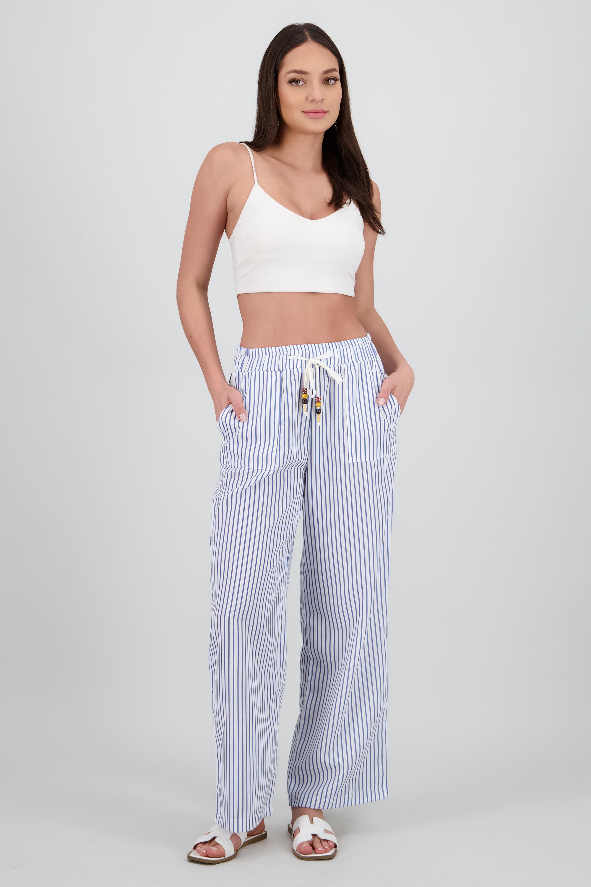 Pantalon fluido detalle jareta AZUL