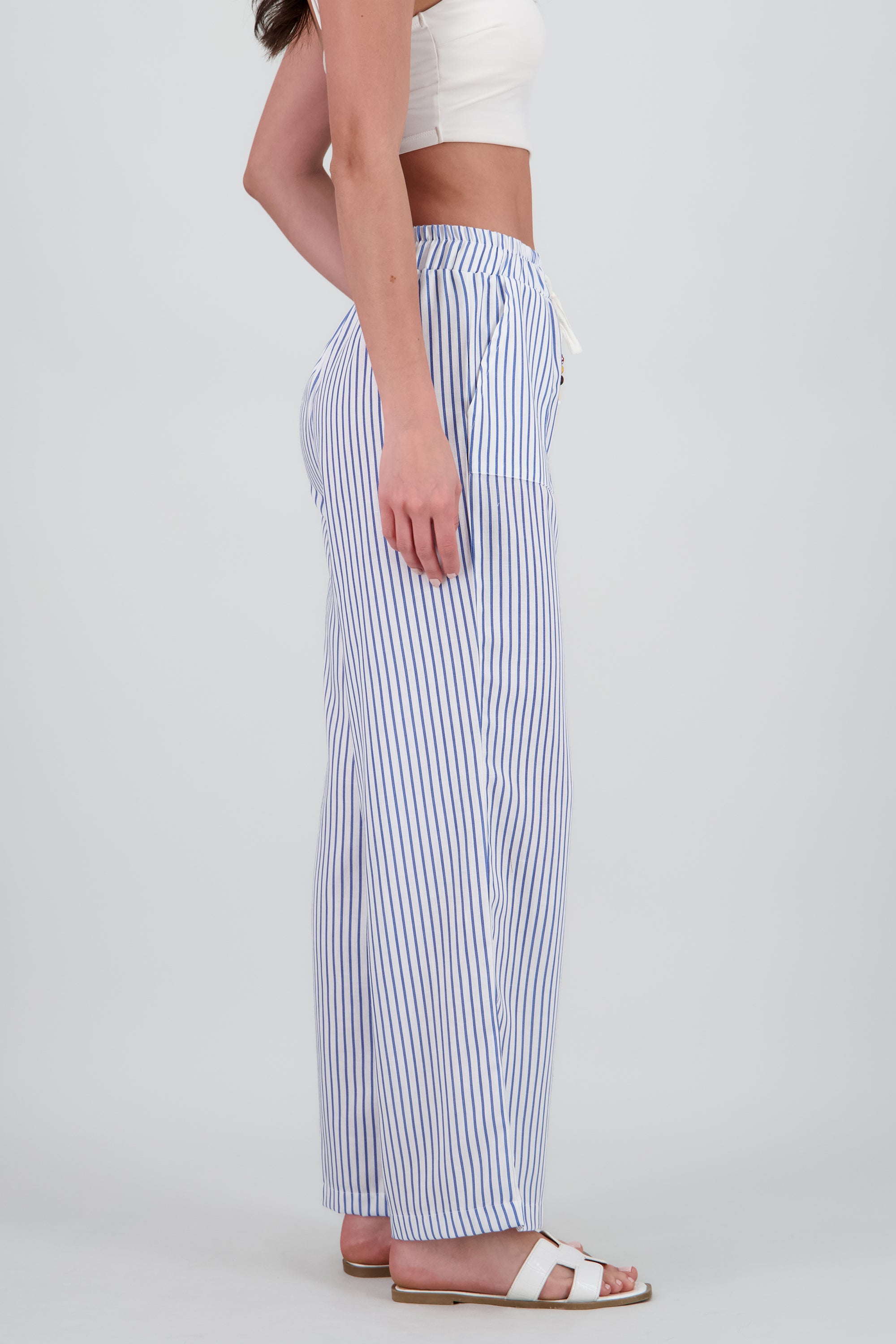 Pantalon fluido detalle jareta AZUL